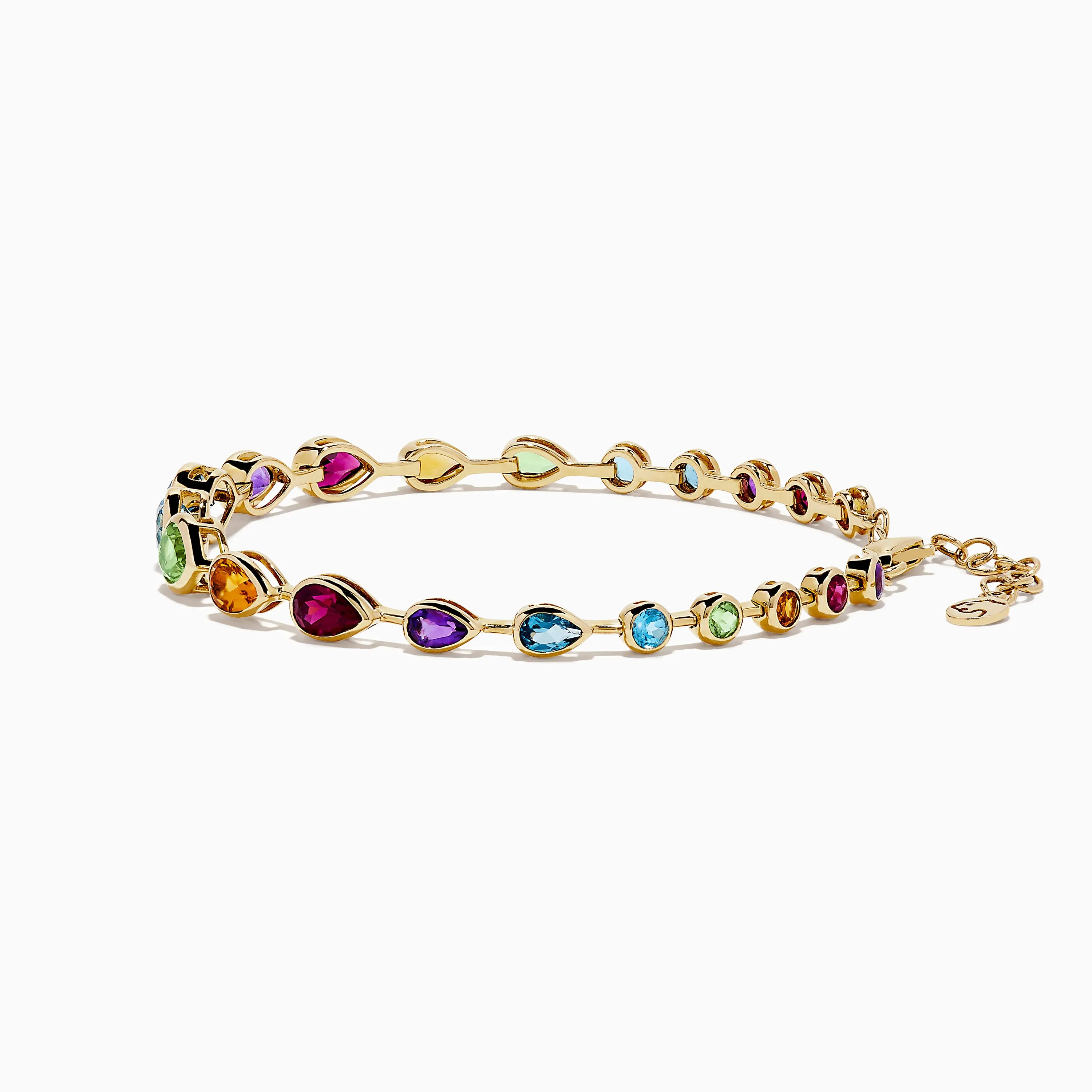 Mosaic 14K Yellow Gold Bezel Set Multi Gemstone Adjustable Tennis Bracelet 7.0 TCW sold by Effy product image thumbnail 2