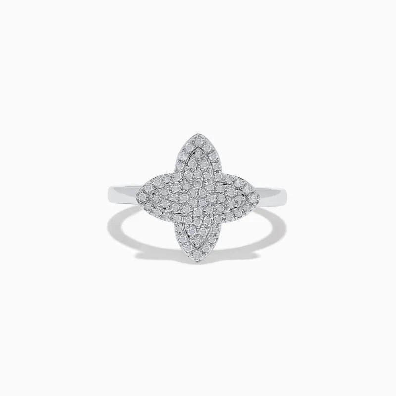 Novelty 14K White Gold Diamond Clover Ring sold by Effy