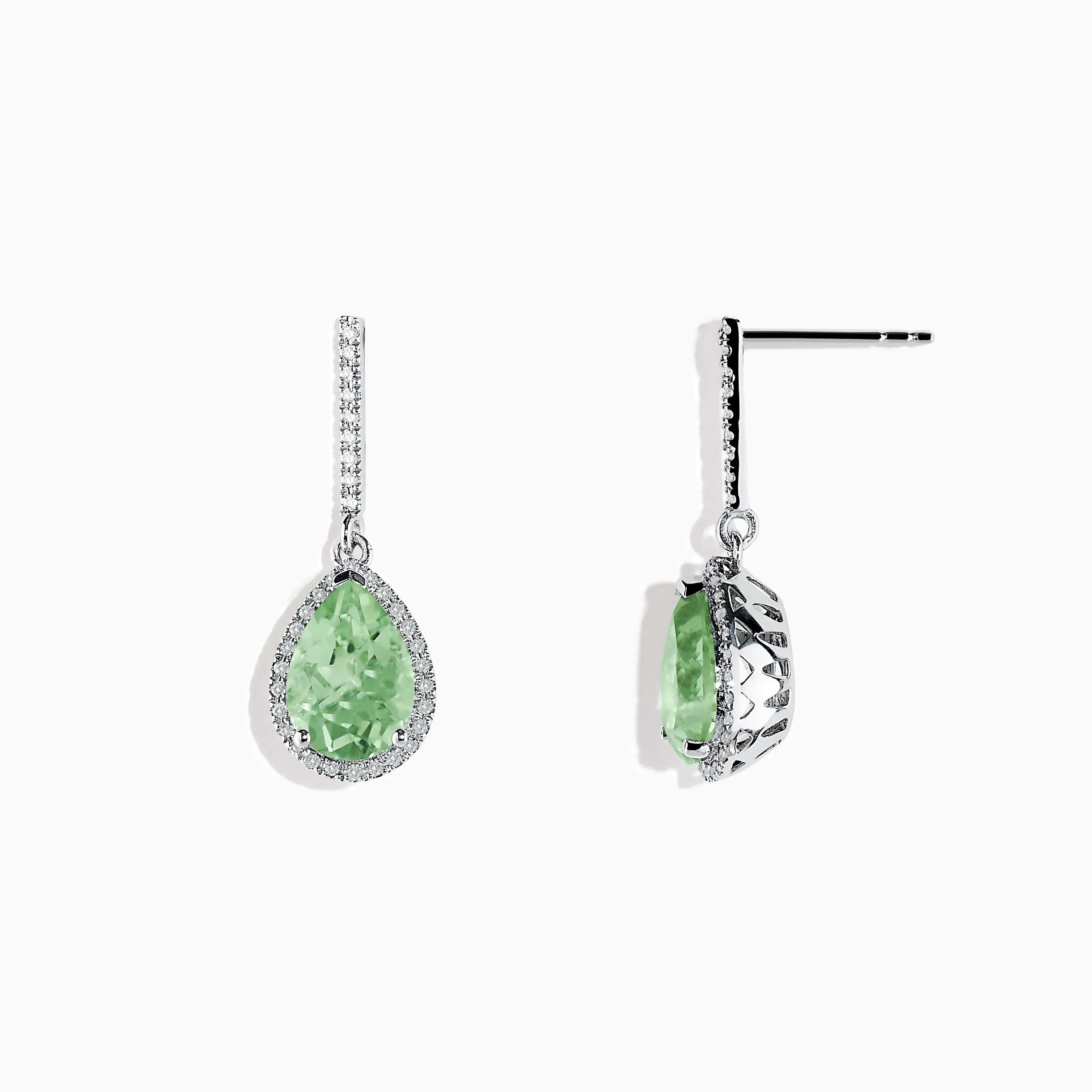 14K White Gold Green Amethyst and Diamond Drop Earrings sold by Effy product image thumbnail 2