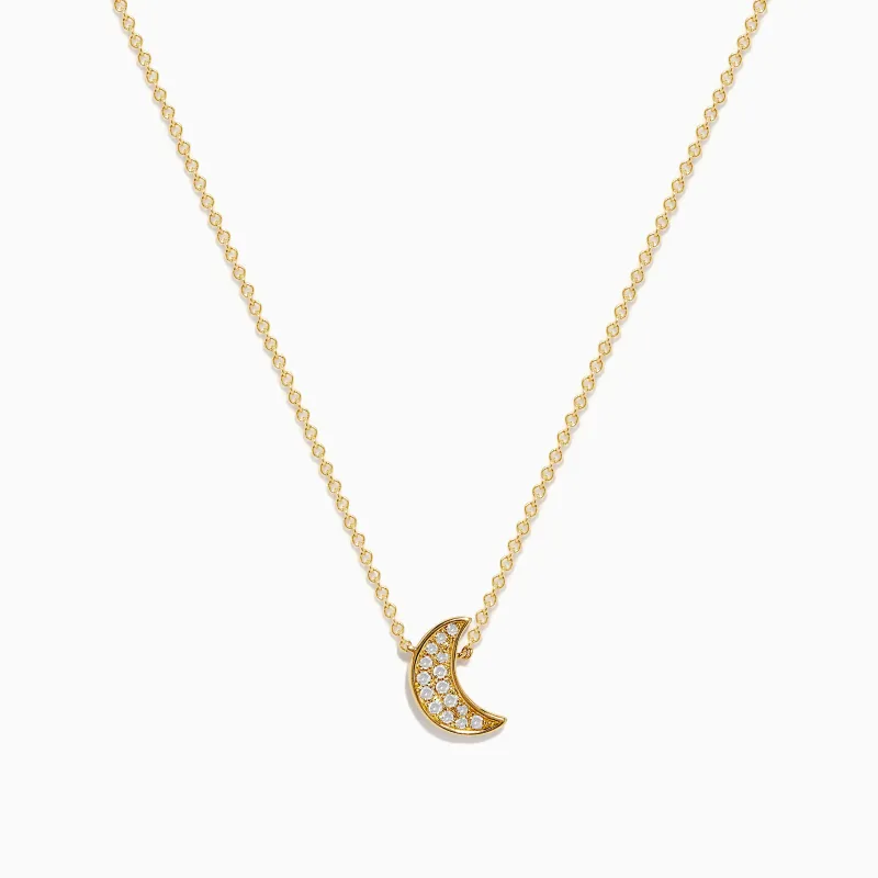 925 Gold Plated Sterling Silver Diamond Crescent Moon Pendant sold by Effy