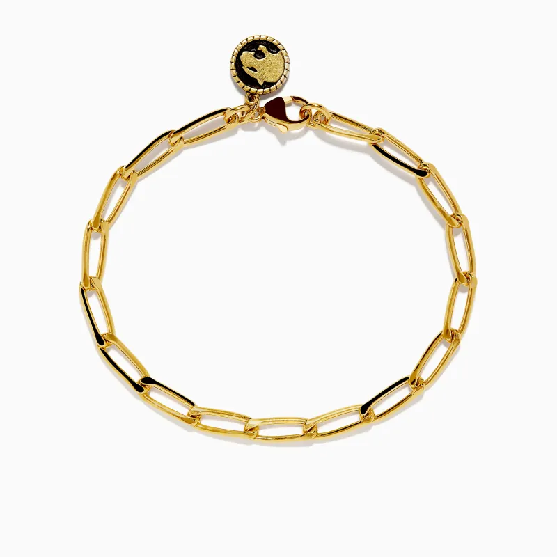 Unisex 925 Gold Plated Sterling Silver 8" Paper Clip Bracelet sold by Effy
