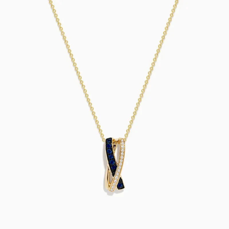 Royale Bleu 14K Yellow Gold Blue Sapphire and Diamond Pendant sold by Effy