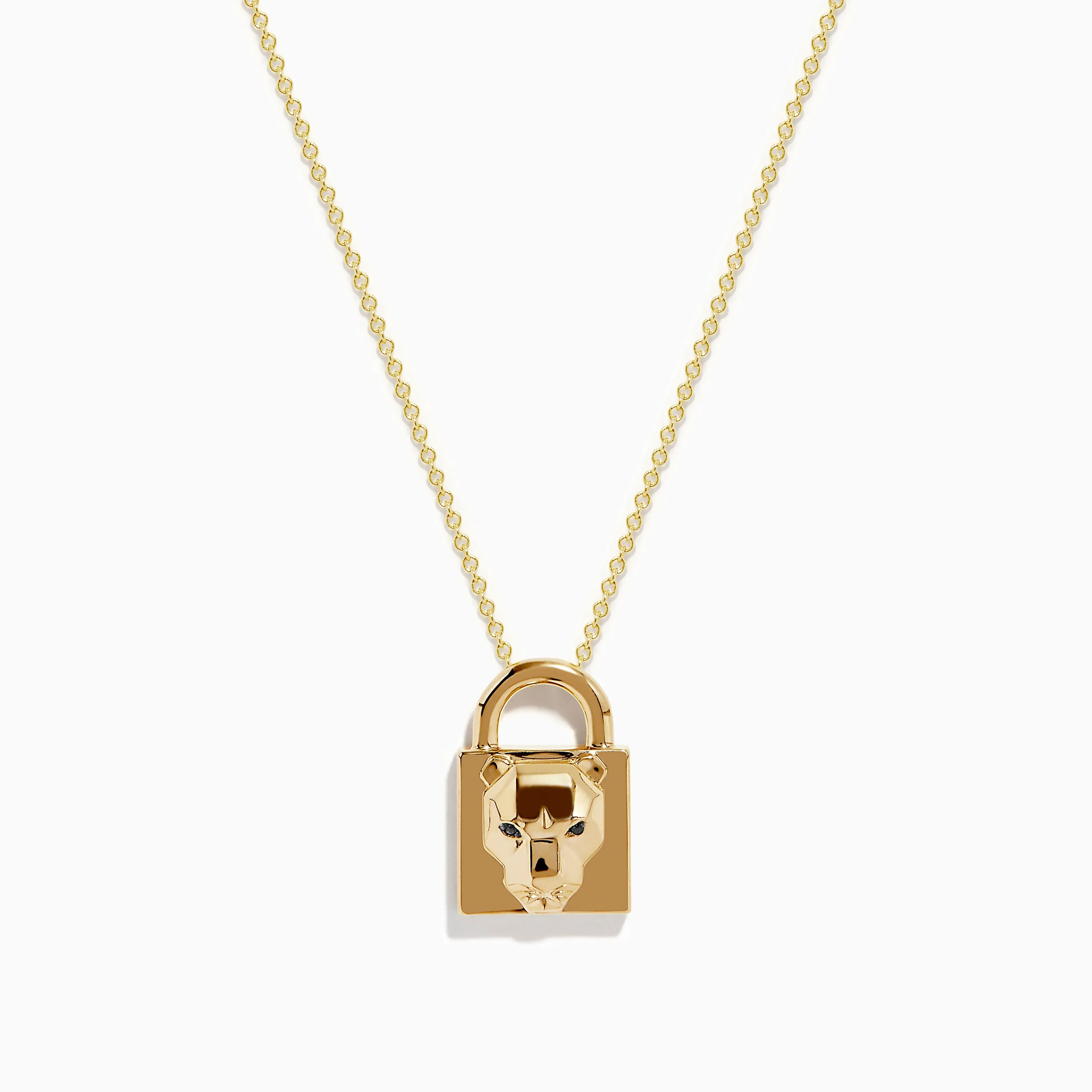 Signature 14K Yellow Gold Black Diamond Lock Pendant sold by Effy