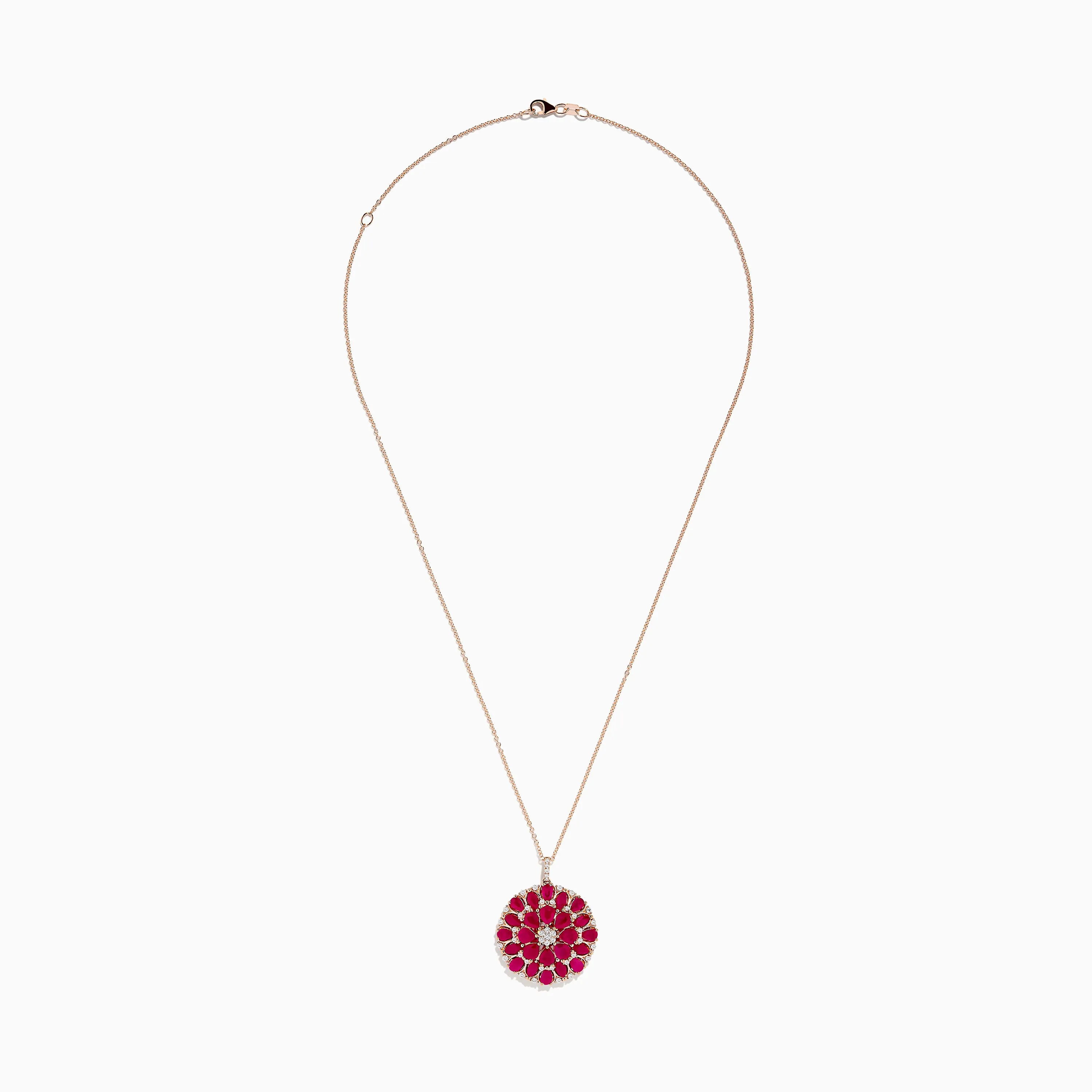 Ruby Royale 14K Rose Gold Ruby and Diamond Flower Pendant sold by Effy product image thumbnail 2