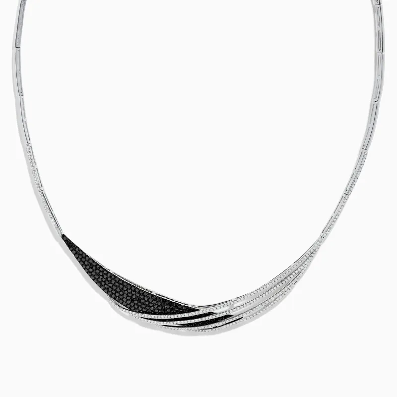 14K White Gold Black and White Diamond Necklace sold by Effy