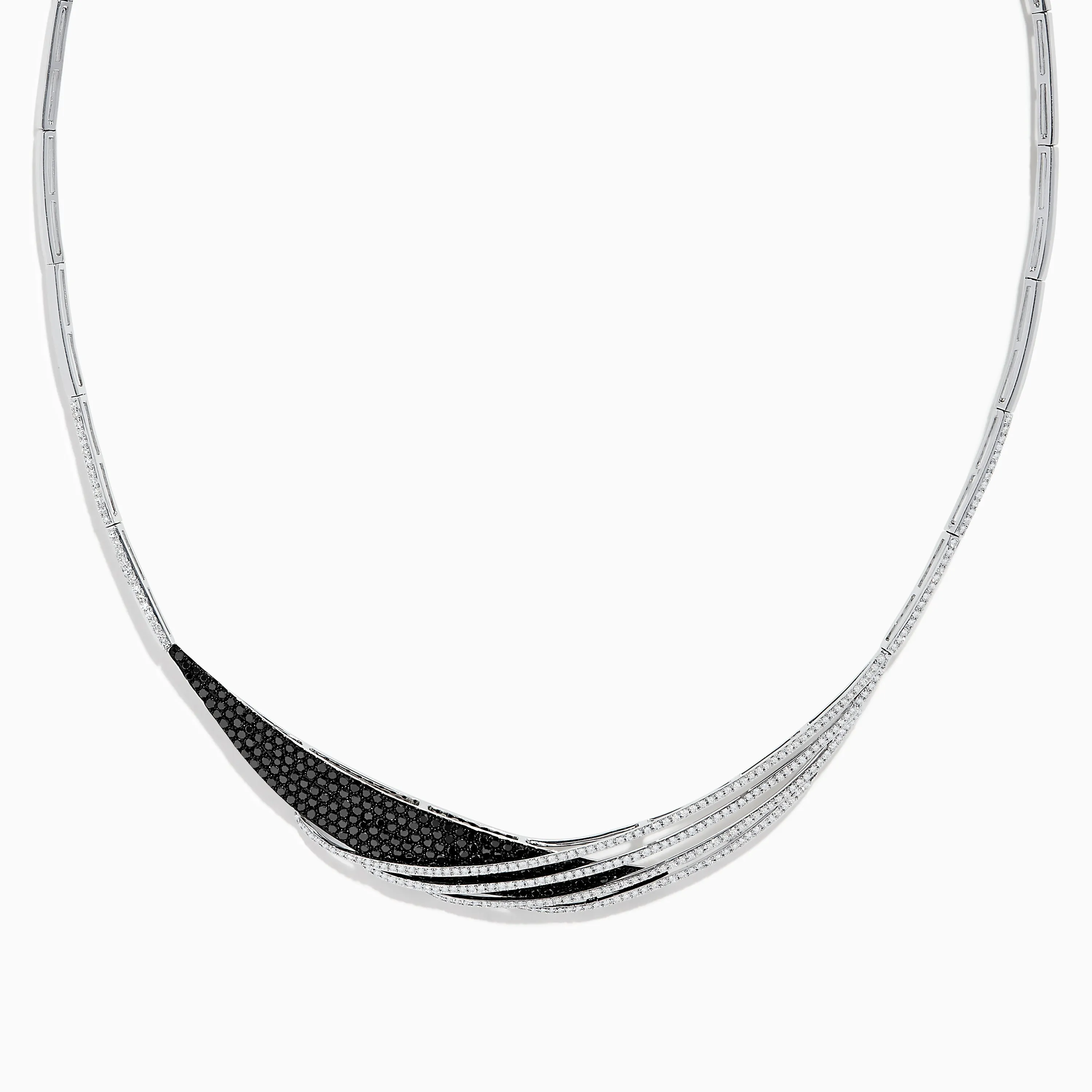 14K White Gold Black and White Diamond Necklace sold by Effy