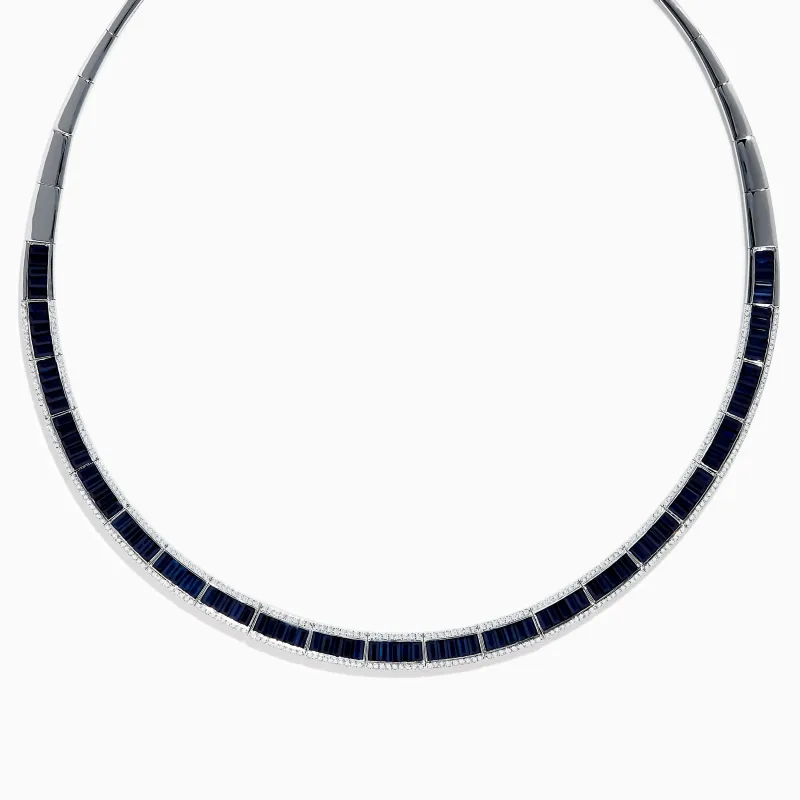 Royale Bleu 14K White Gold Blue Sapphire and Diamond Necklace sold by Effy