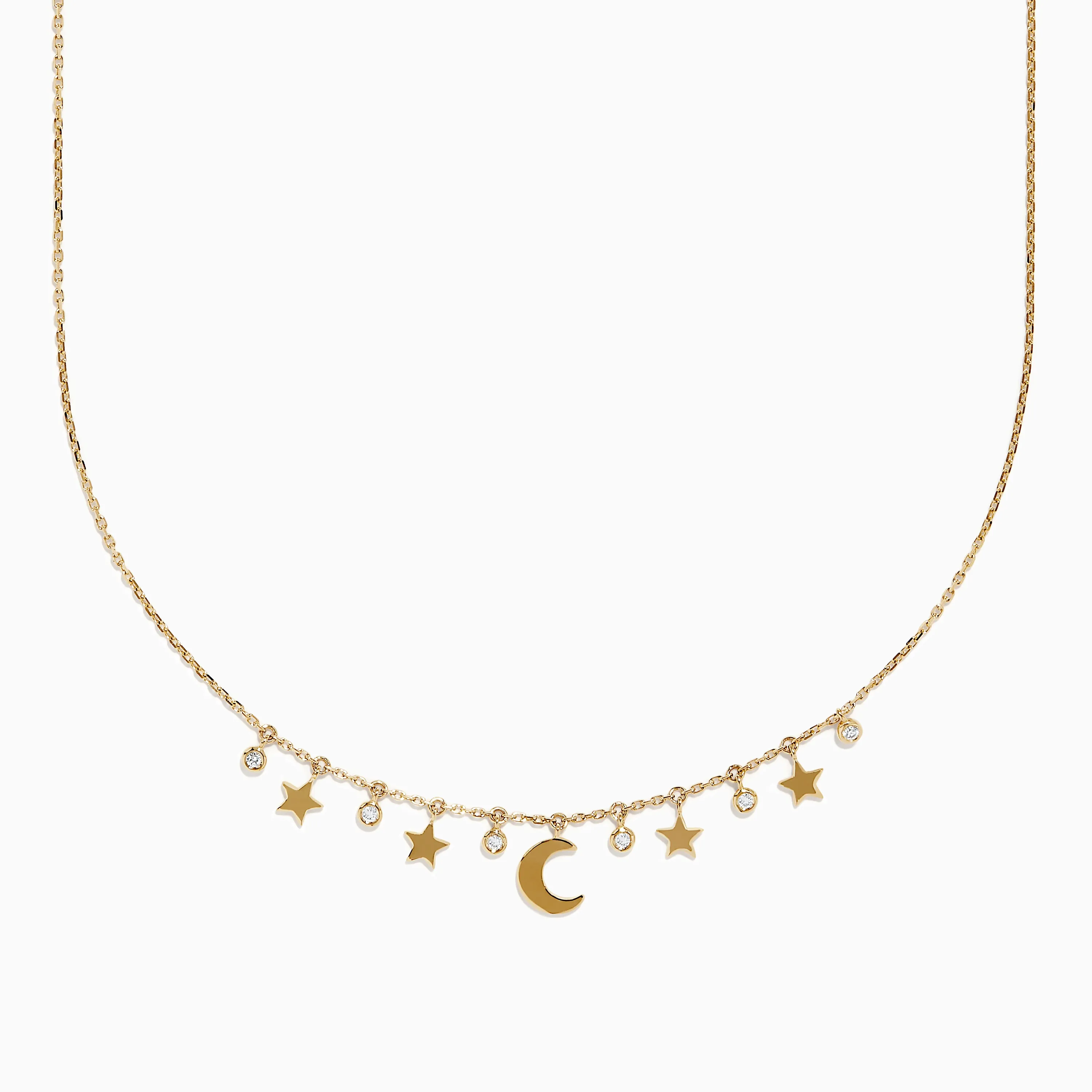 Novelty 14K Yellow Gold Diamond Moon and Stars Necklace sold by Effy