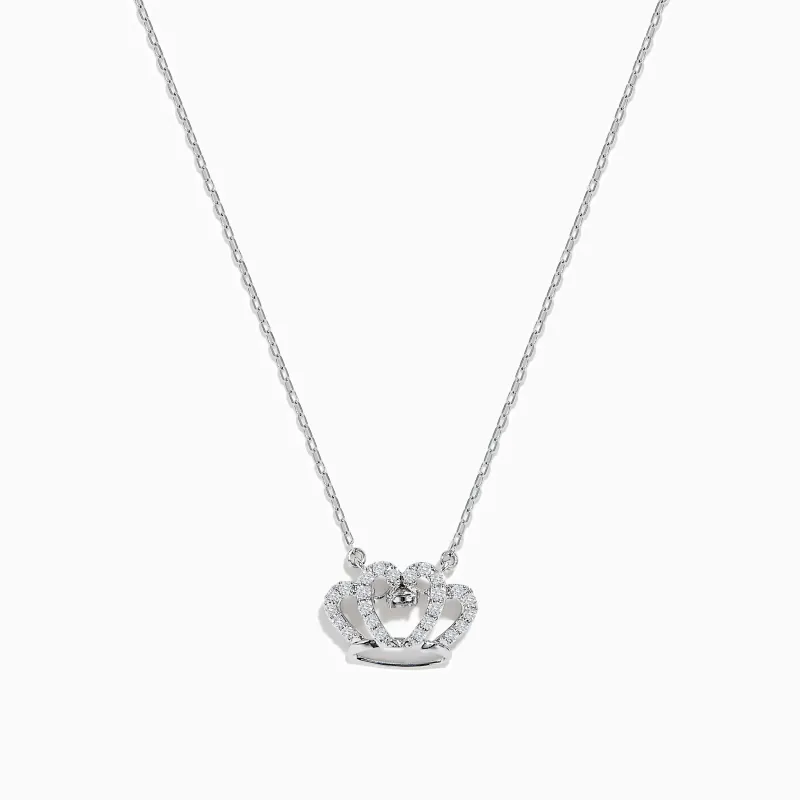 Novelty 14K White Gold Diamond Crown Necklace sold by Effy