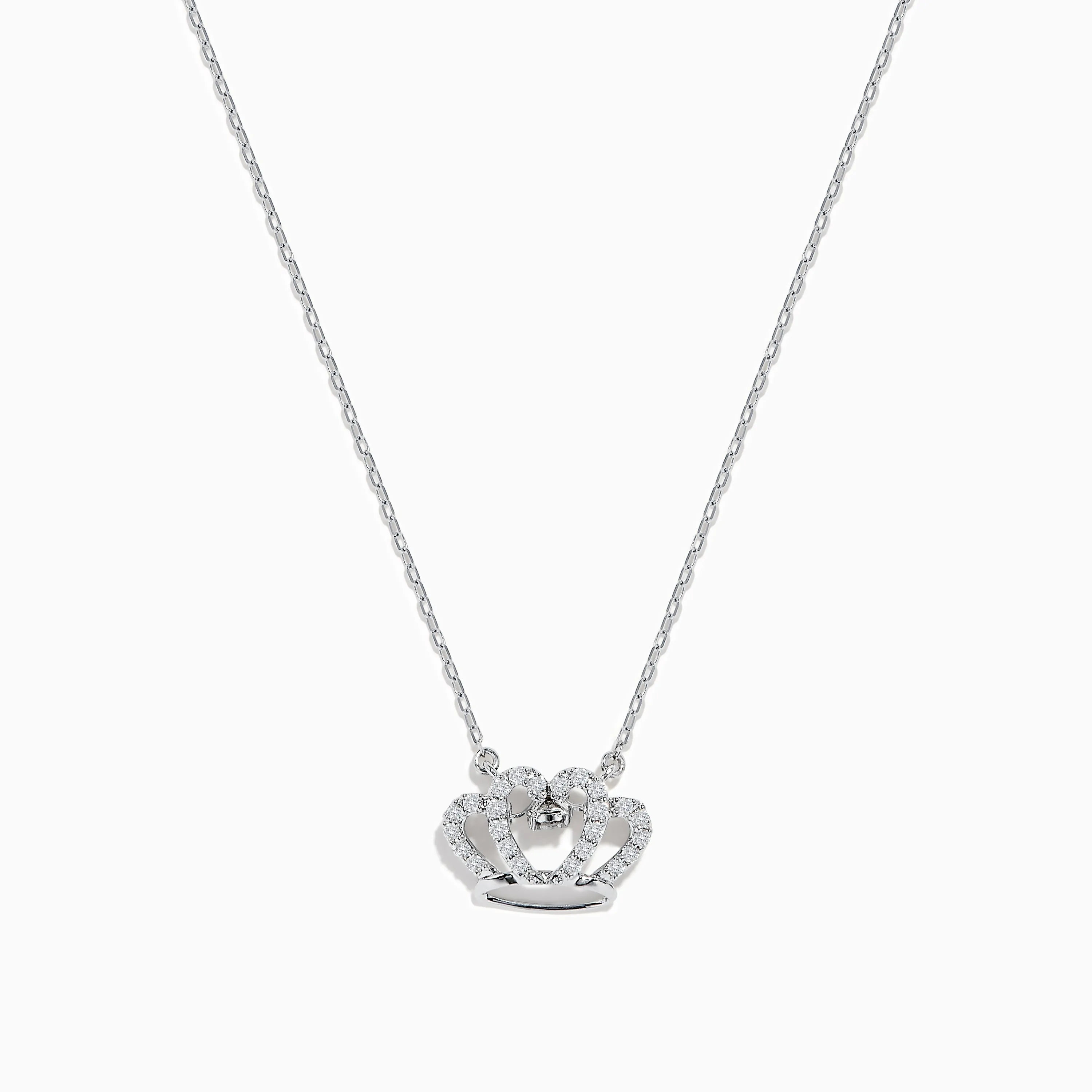 Novelty 14K White Gold Diamond Crown Necklace sold by Effy