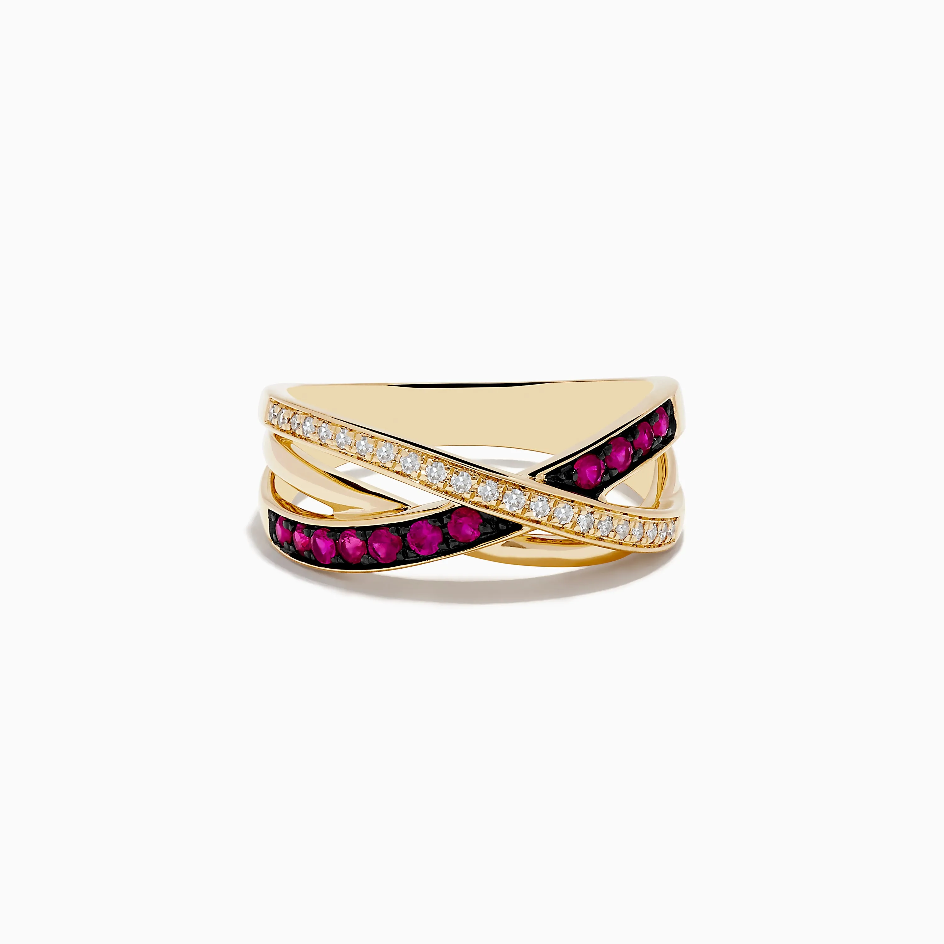 Ruby Royale 14K Yellow Gold Ruby and Diamond Crossover Band sold by Effy