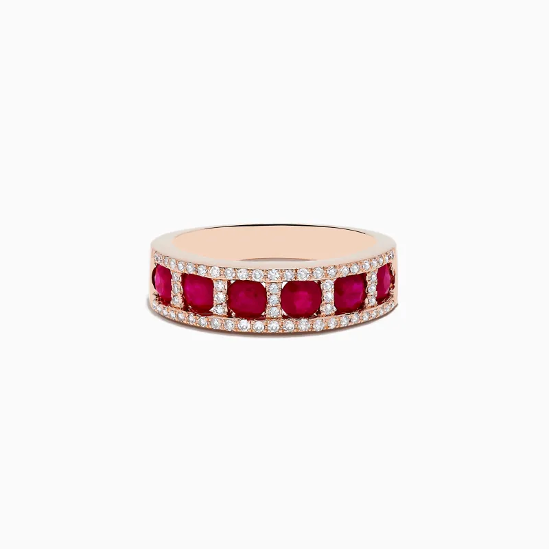 Ruby Royale 14K Rose Gold Ruby and Diamond Band sold by Effy