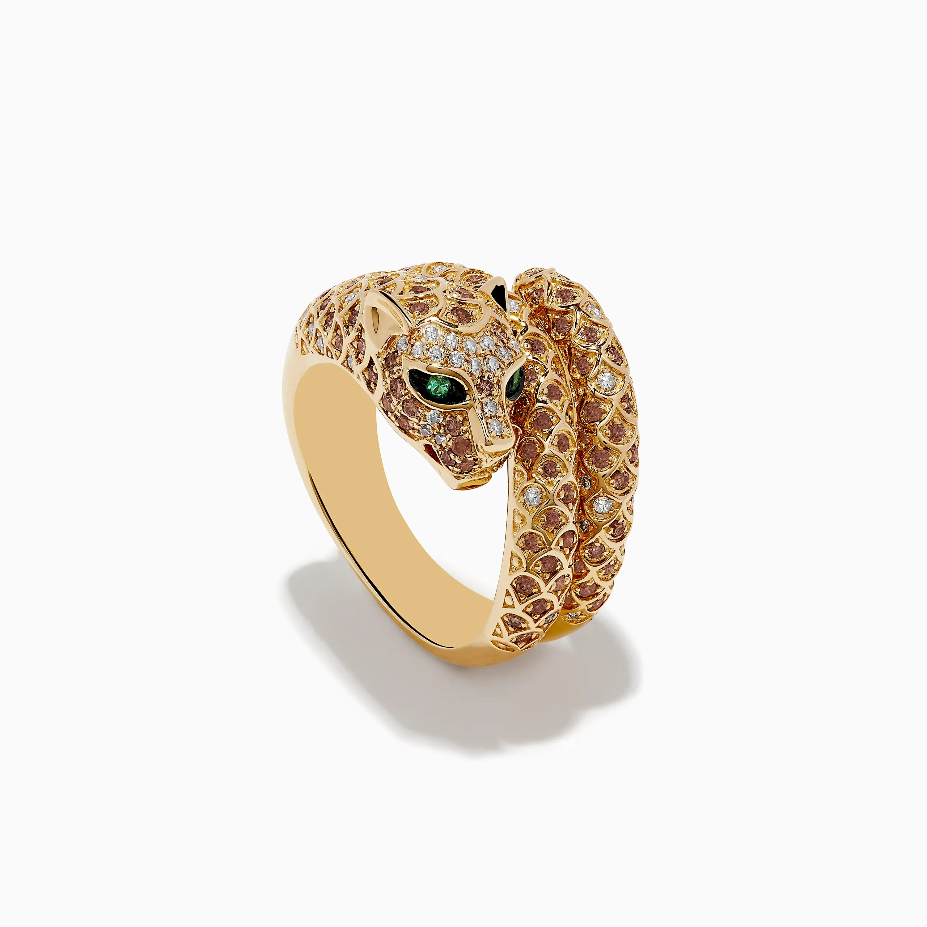 Signature 14K Yellow Gold Emerald, Espresso, and White Diamond Ring sold by Effy