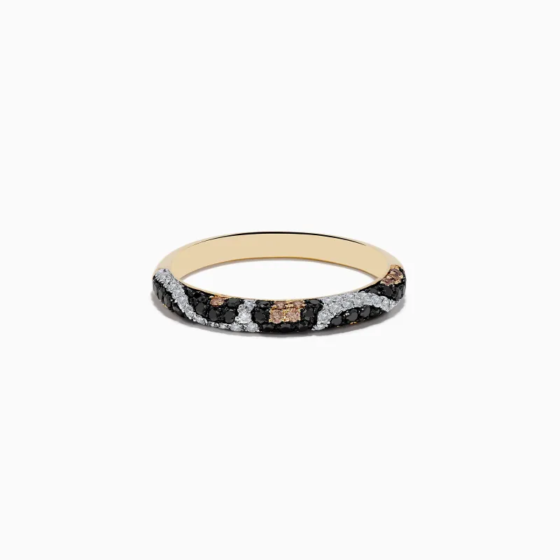 Signature 14K Yellow Gold Black, Espresso, and White Diamond Ring sold by Effy