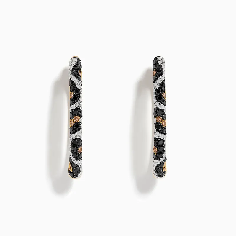 Signature 14K Yellow Gold Black, Espresso, and White Diamond Earrings sold by Effy