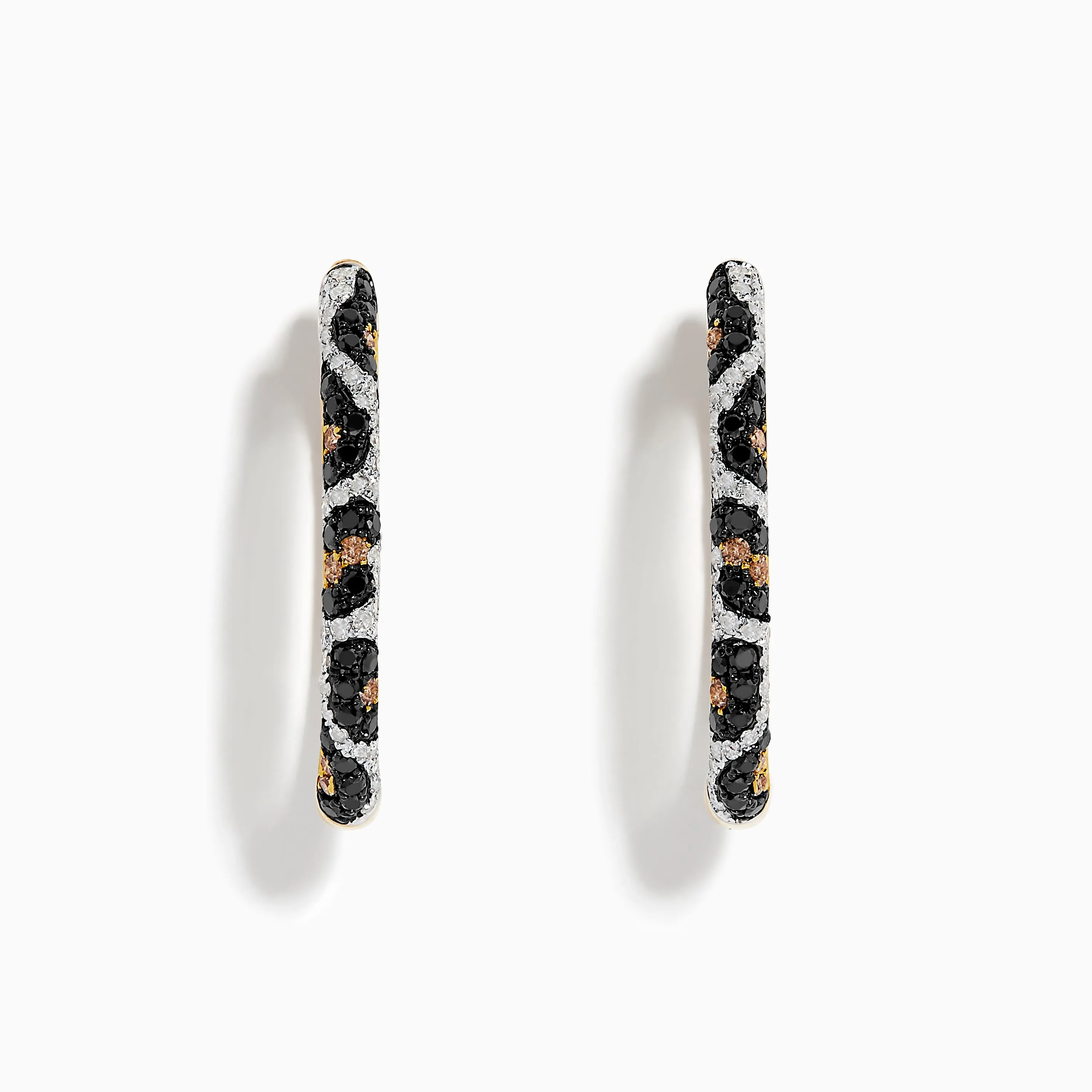 Signature 14K Yellow Gold Black, Espresso, and White Diamond Earrings sold by Effy