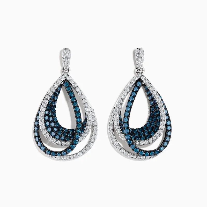 Bella Bleu 14K White Gold Blue and White Diamond Earrings sold by Effy