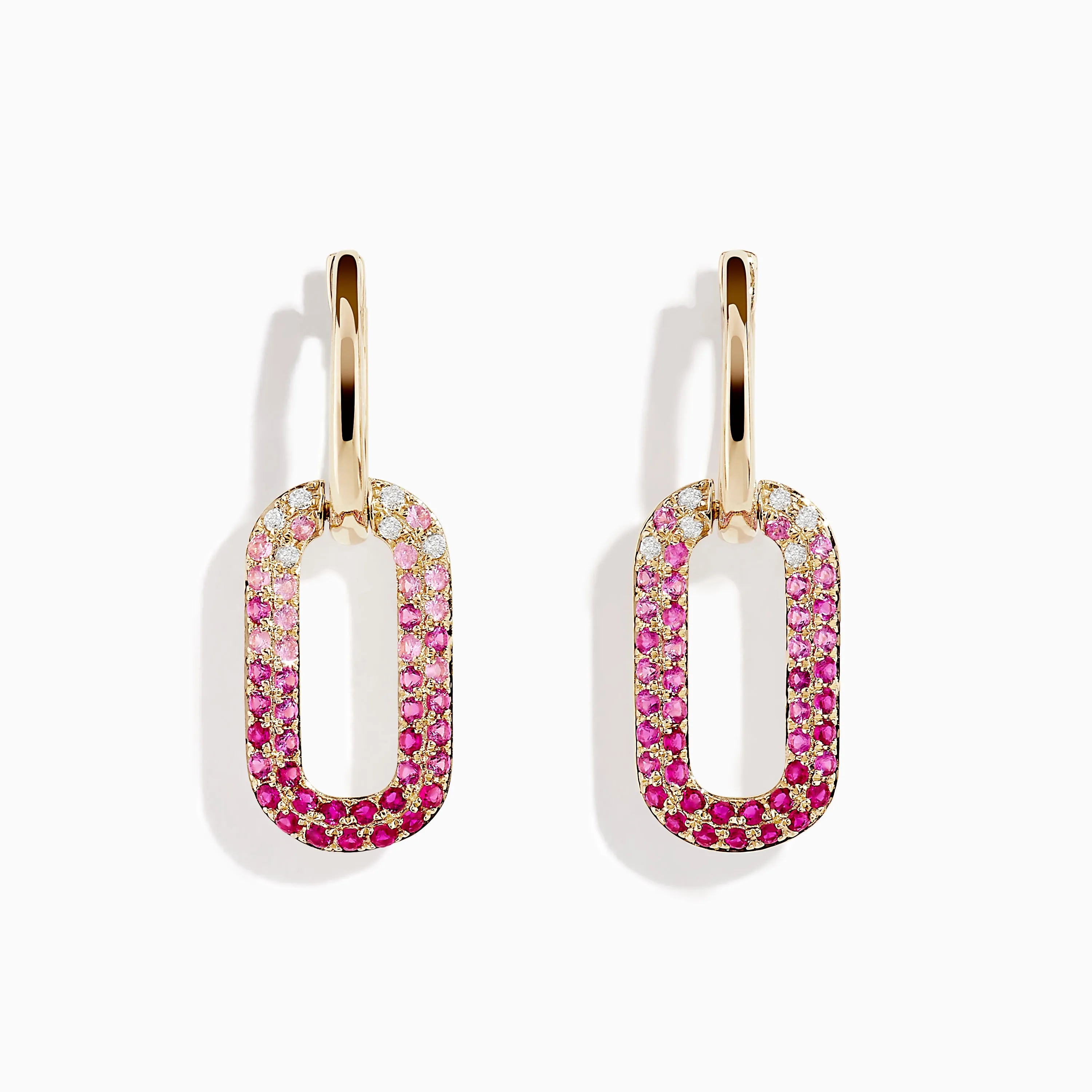 14K Yellow Gold Pink Sapphire and Diamond Earrings sold by Effy