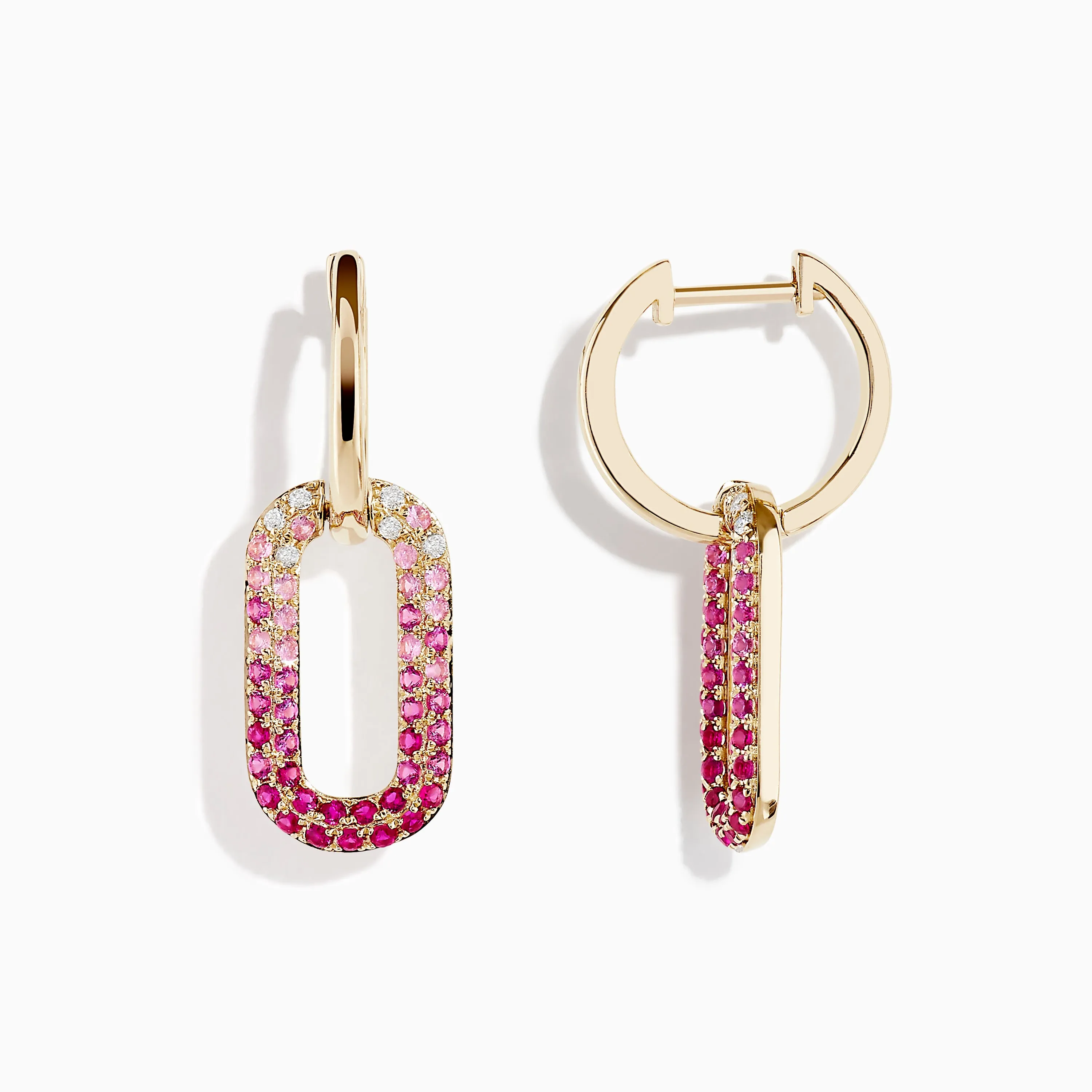 14K Yellow Gold Pink Sapphire and Diamond Earrings sold by Effy product image thumbnail 2