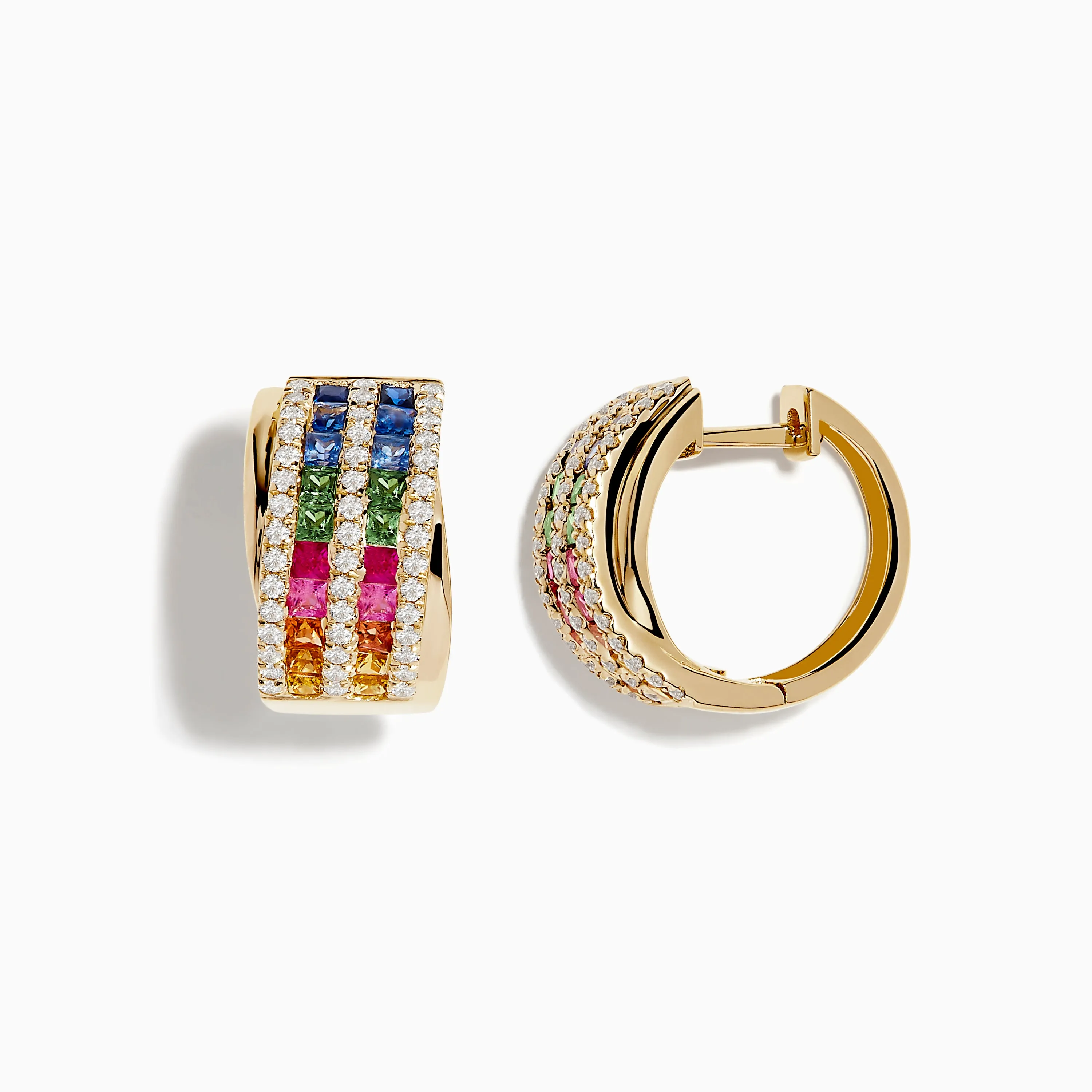 Watercolors 14K Gold Multi Sapphire and Diamond Hoop Earrings sold by Effy product image thumbnail 2