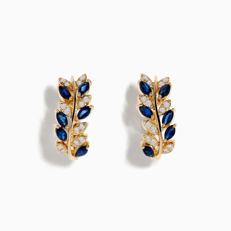 Royale Bleu 14K Yellow Gold Blue Sapphire and Diamond Earrings sold by Effy