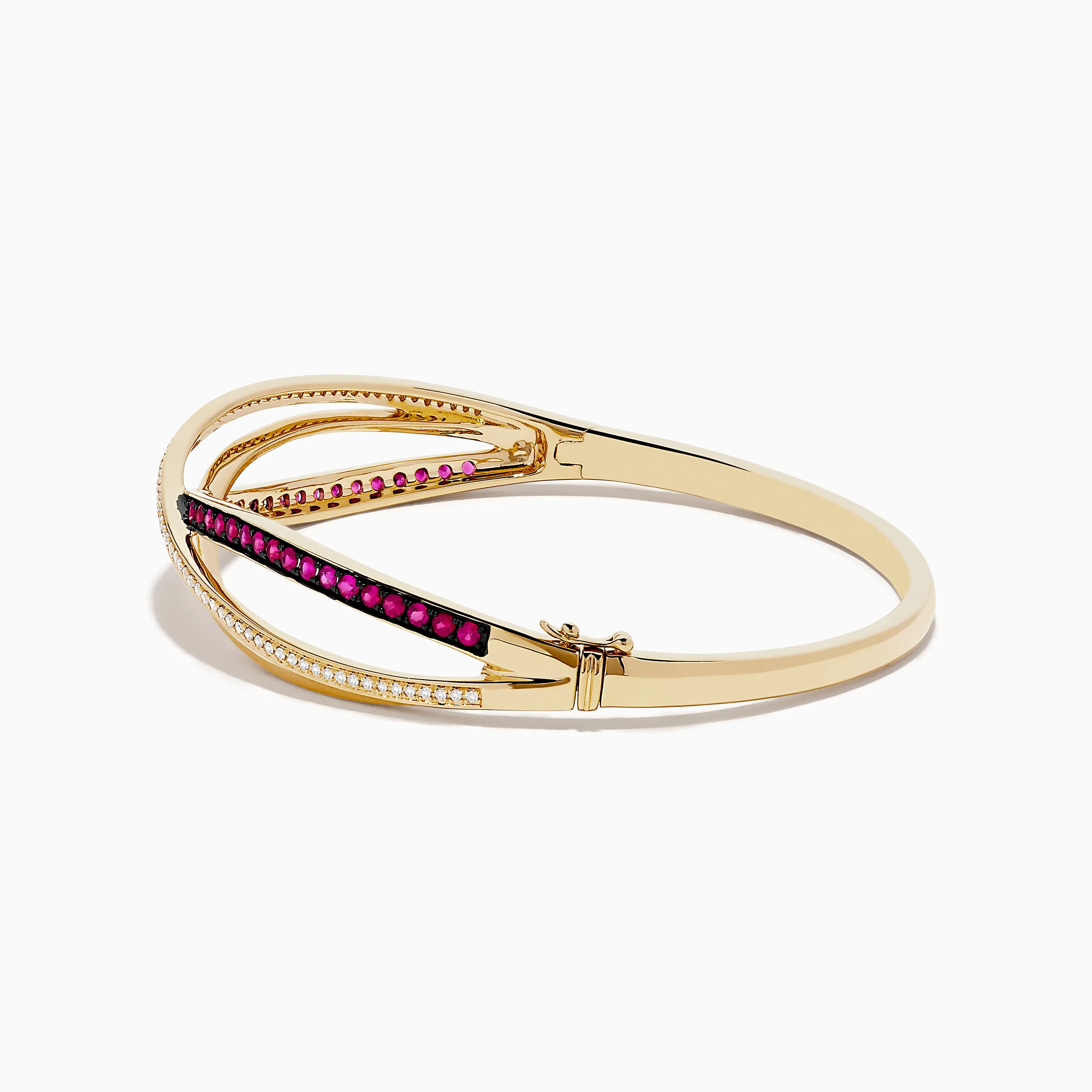 Ruby Royale 14K Yellow Gold Ruby and Diamond Crossover Bangle sold by Effy product image thumbnail 2