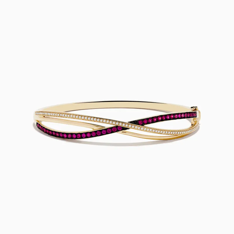 Ruby Royale 14K Yellow Gold Ruby and Diamond Crossover Bangle sold by Effy