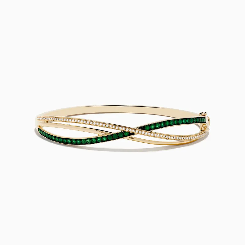Brasilica 14K Yellow Gold Emerald and Diamond Bangle sold by Effy