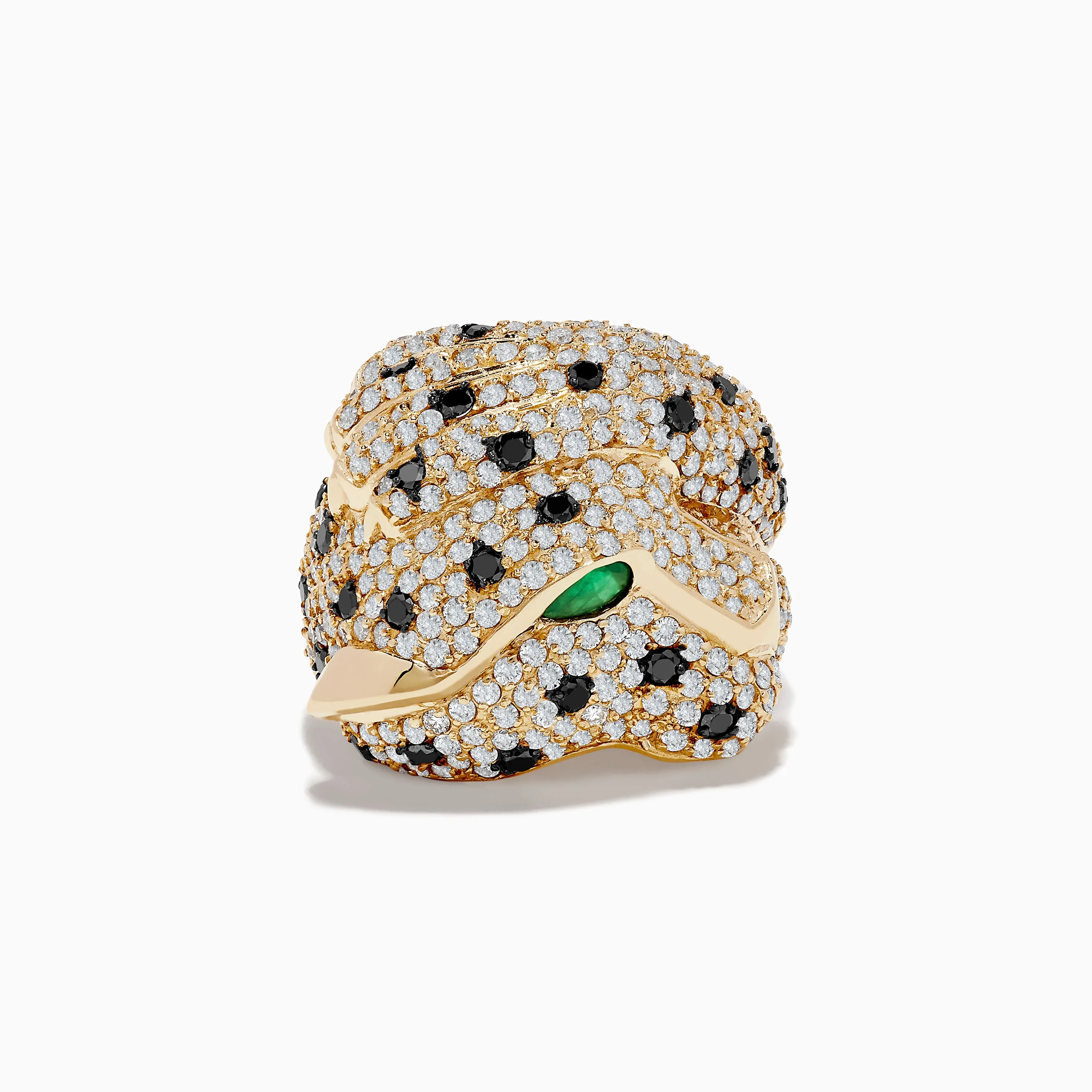 Signature 14K Yellow Gold Emerald, Black and White Diamond Ring sold by Effy
