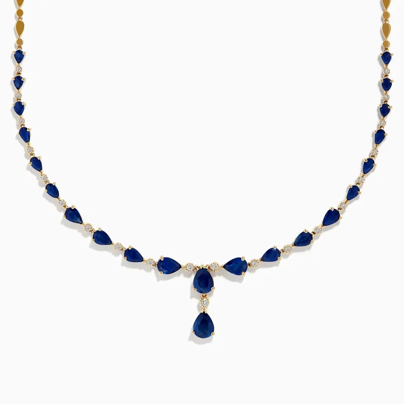 Royale Bleu 14K Yellow Gold Blue Sapphire and Diamond Necklace sold by Effy