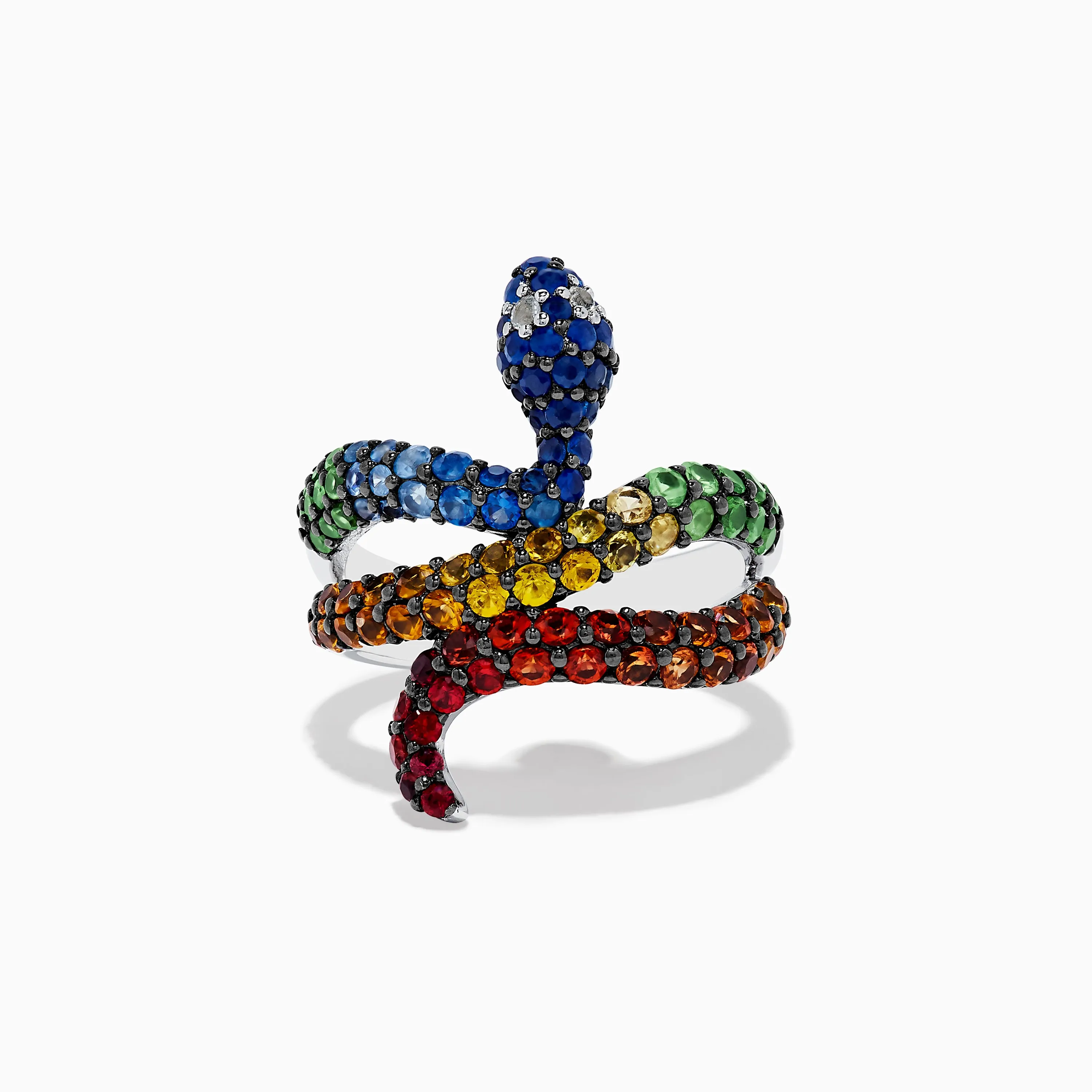 925 Safari Sterling Silver Multi Sapphire Snake Ring sold by Effy