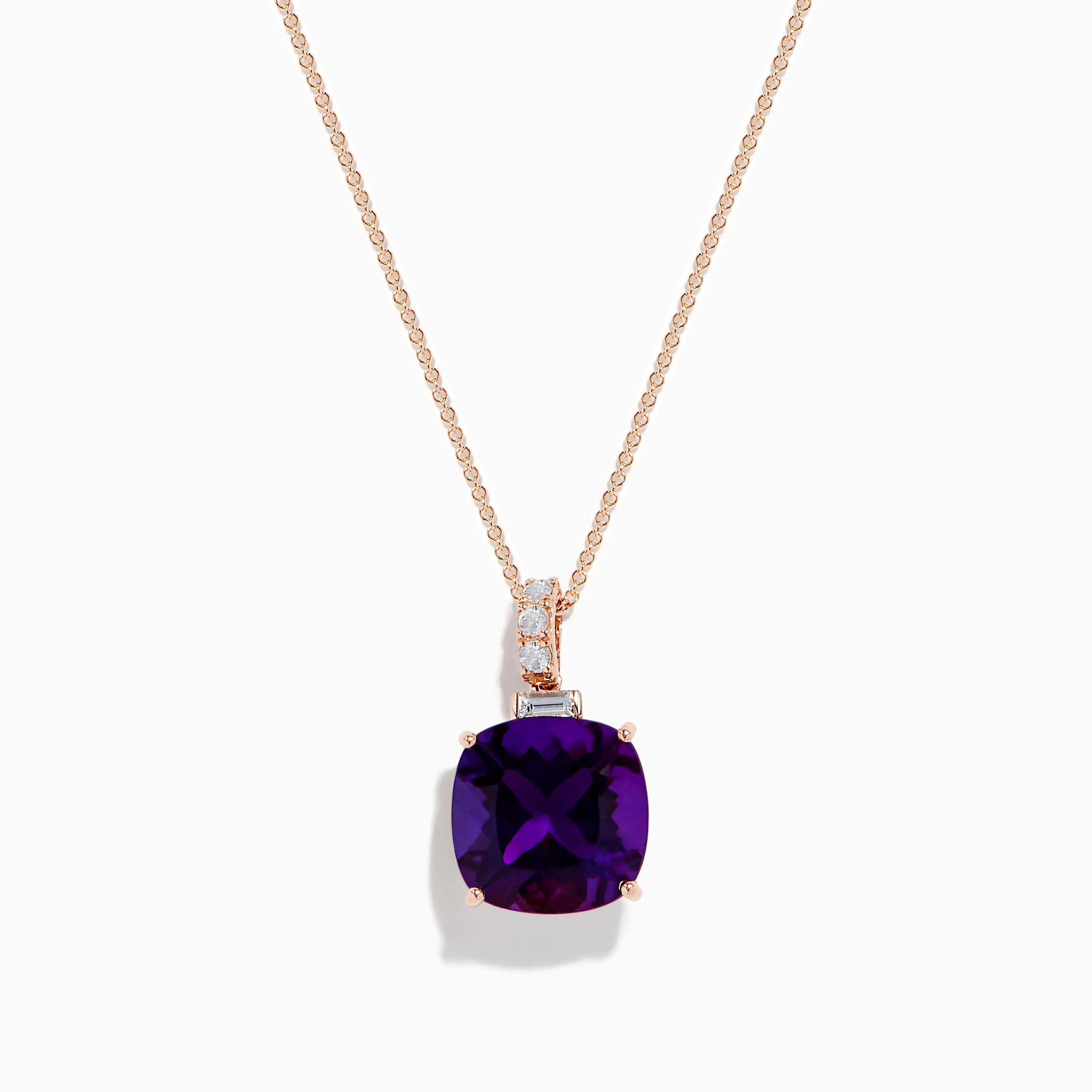 14K Rose Gold Amethyst and White Sapphire Pendant sold by Effy