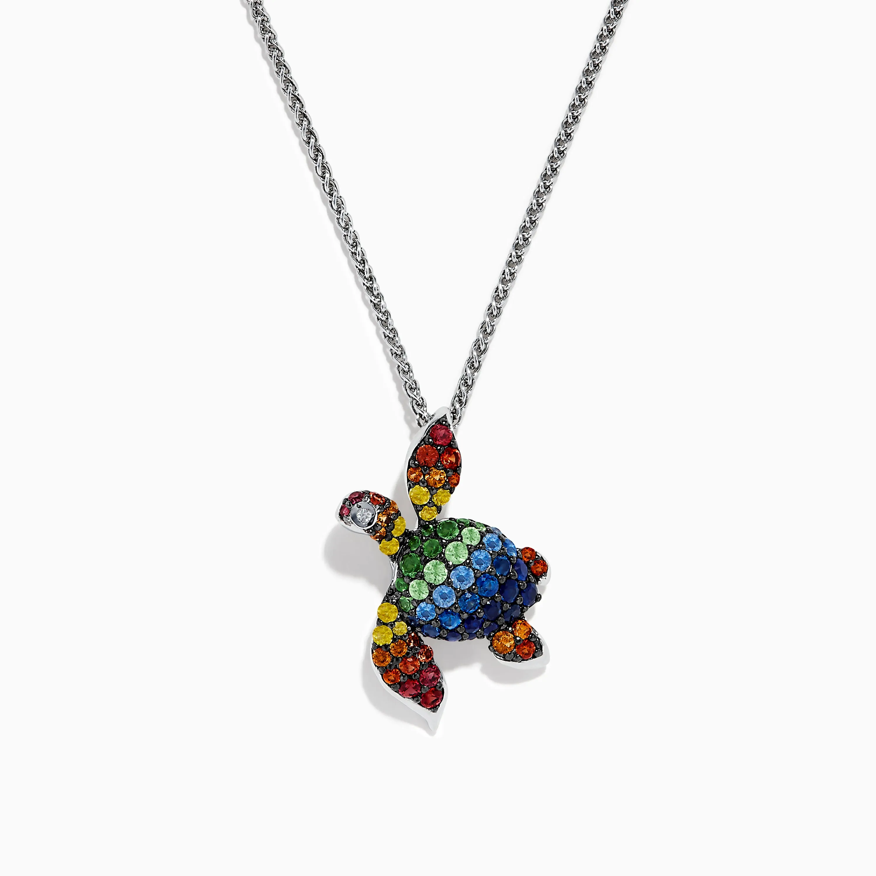 925 Seaside Sterling Silver Multi Sapphires Turtle Pendant sold by Effy