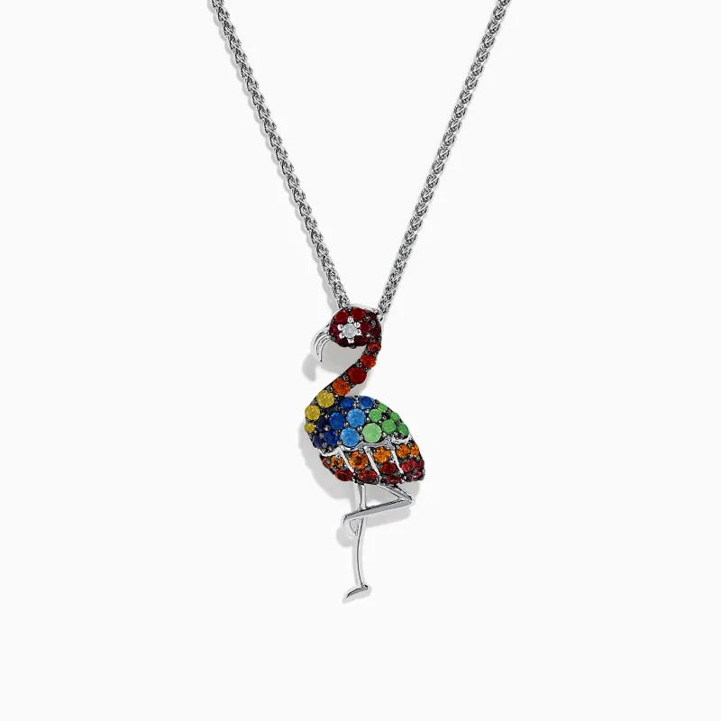Splash Sterling Silver Multi Sapphires Flamingo Pendant sold by Effy