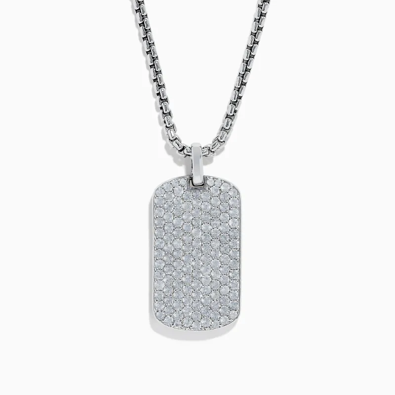 Men's 925 Sterling Silver White Sapphire Dog Tag Pendant sold by Effy