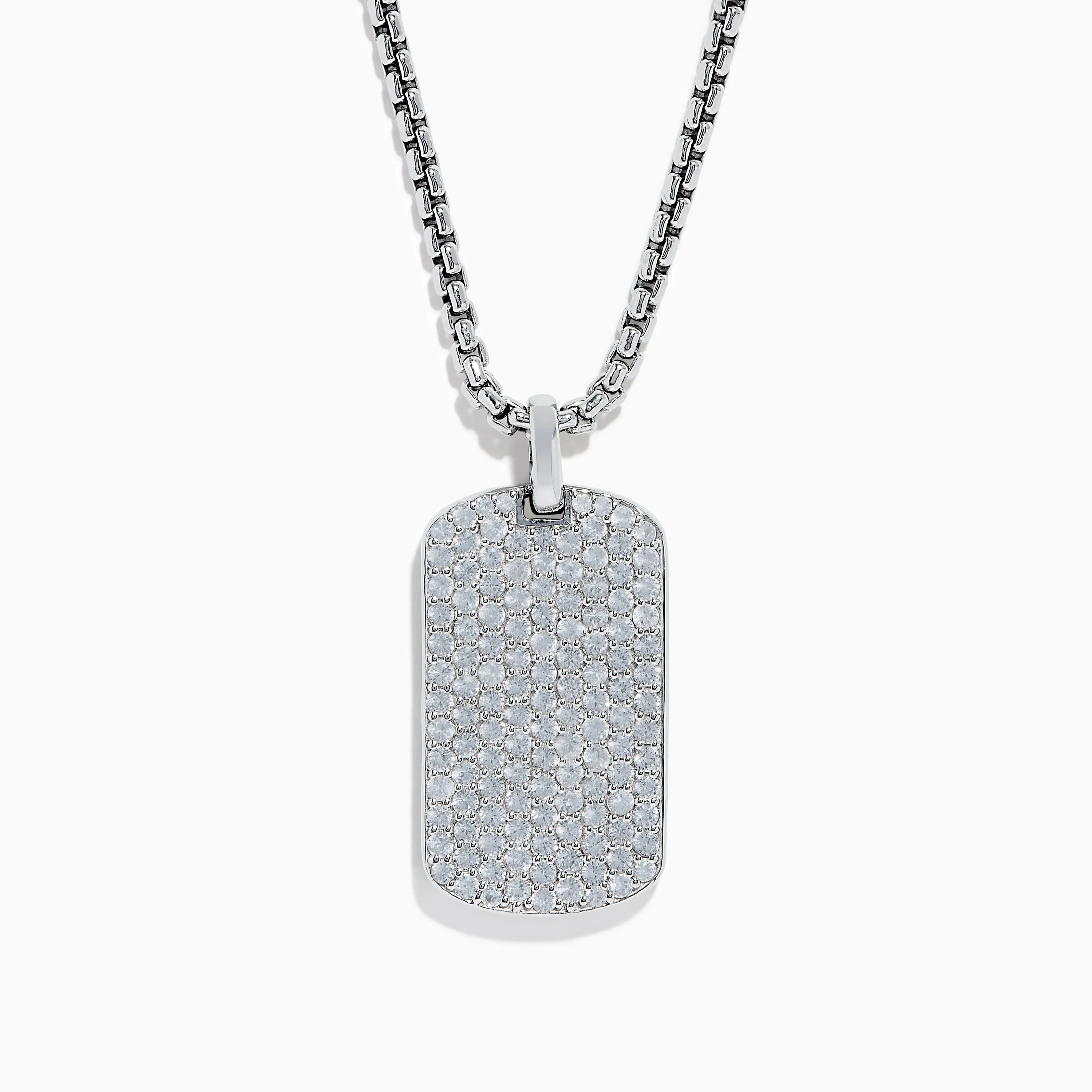 Men's 925 Sterling Silver White Sapphire Dog Tag Pendant sold by Effy