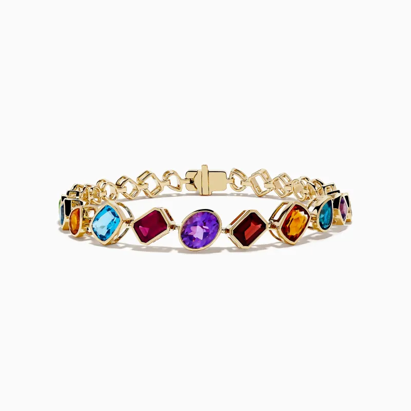 Mosaic 14K Yellow Gold Multi Gemstone Tennis Bracelet 11.70 TCW sold by Effy