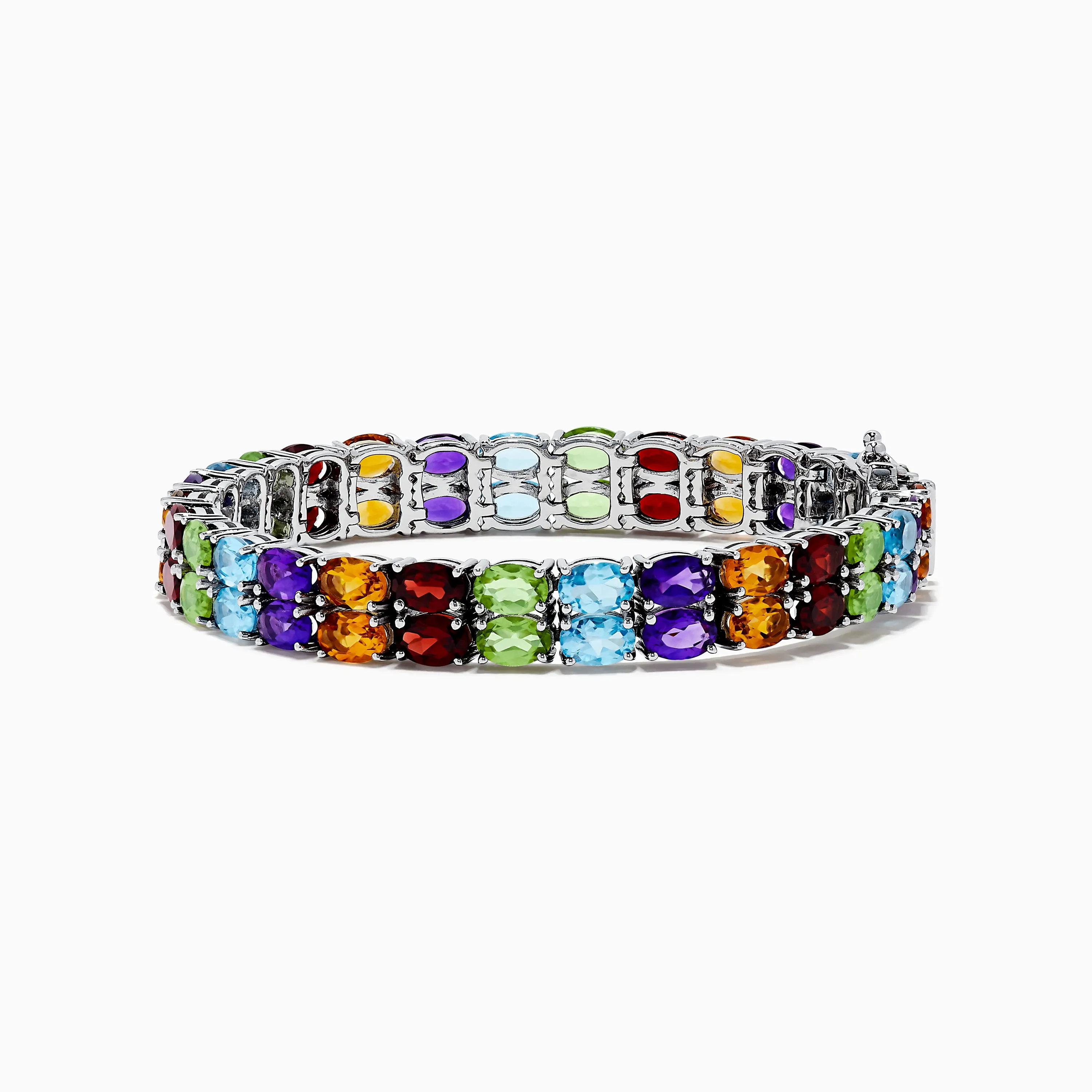 925 Mosaic Sterling Silver Double Row Multi Gemstone Tennis Bracelet sold by Effy