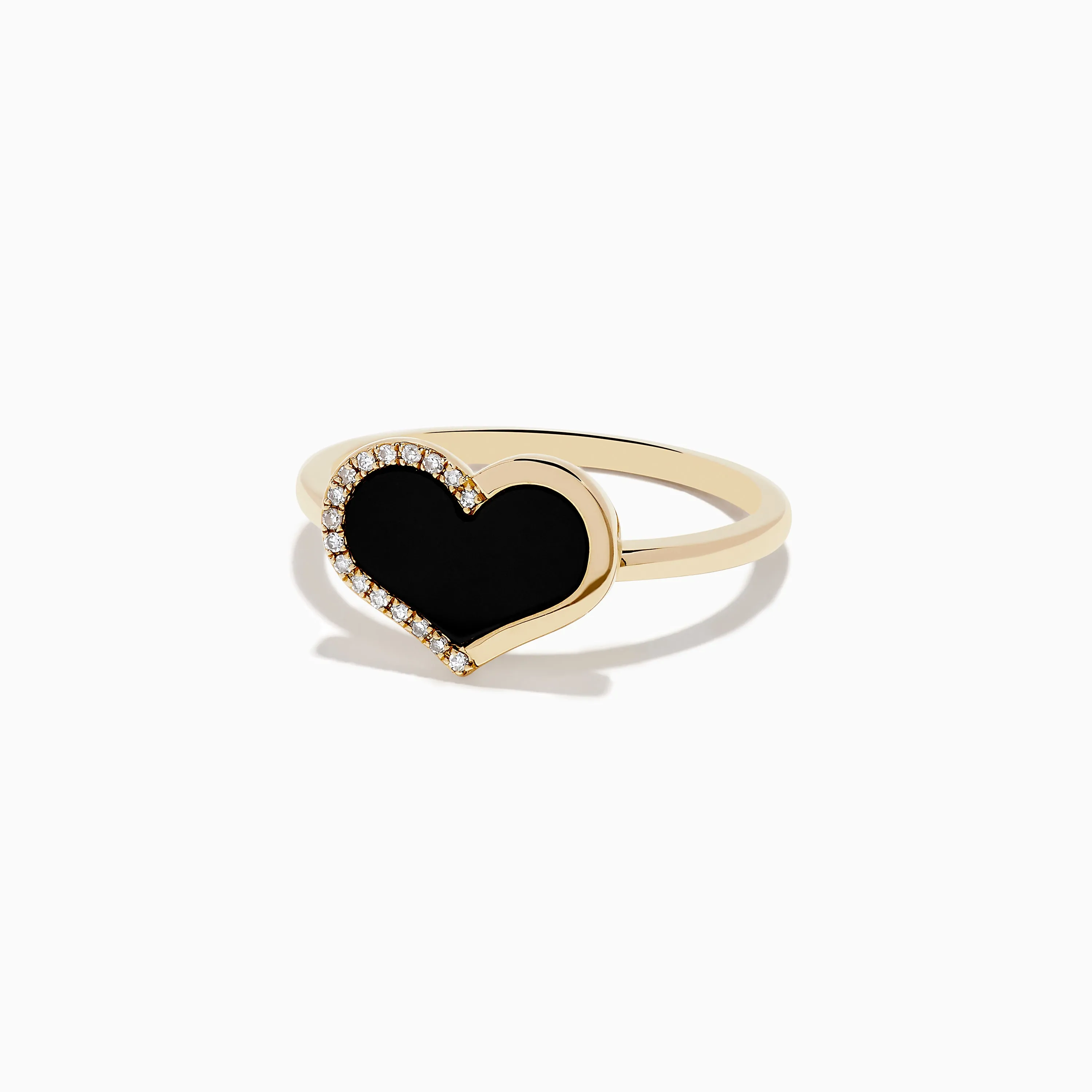 Eclipse 14K Yellow Gold Onyx and Diamond Heart Ring sold by Effy product image thumbnail 2
