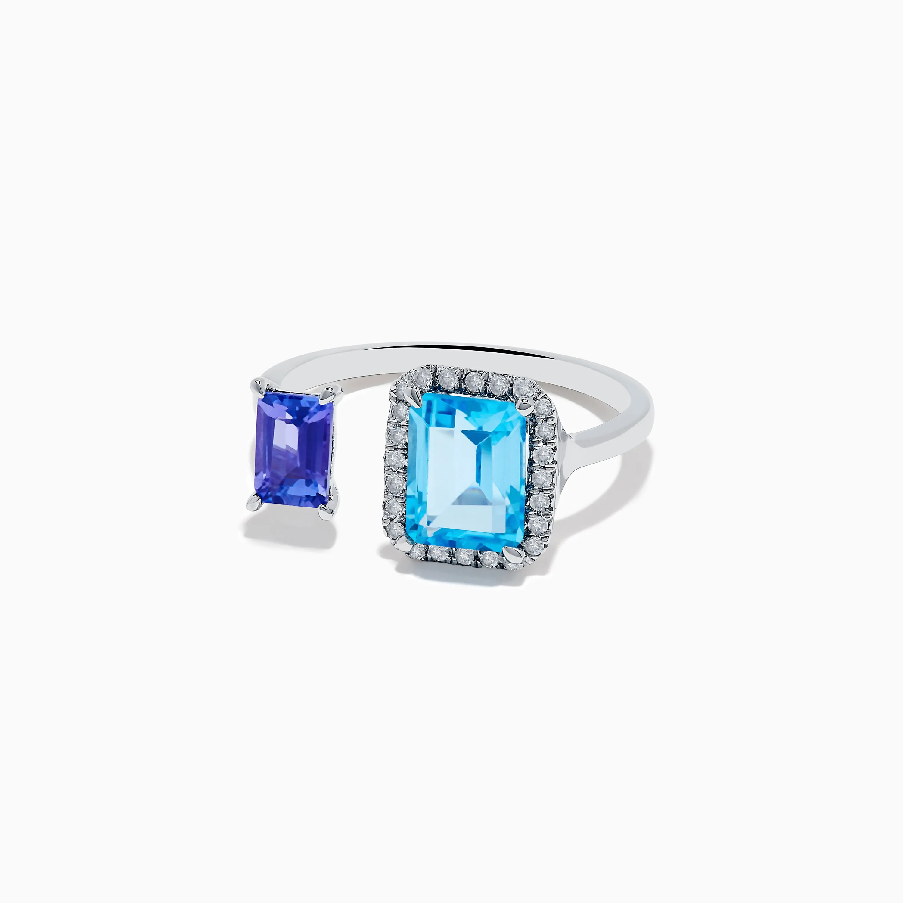 14K White Gold Blue Topaz, Tanzanite, and Diamond Toi Et Moi Ring sold by Effy product image thumbnail 2
