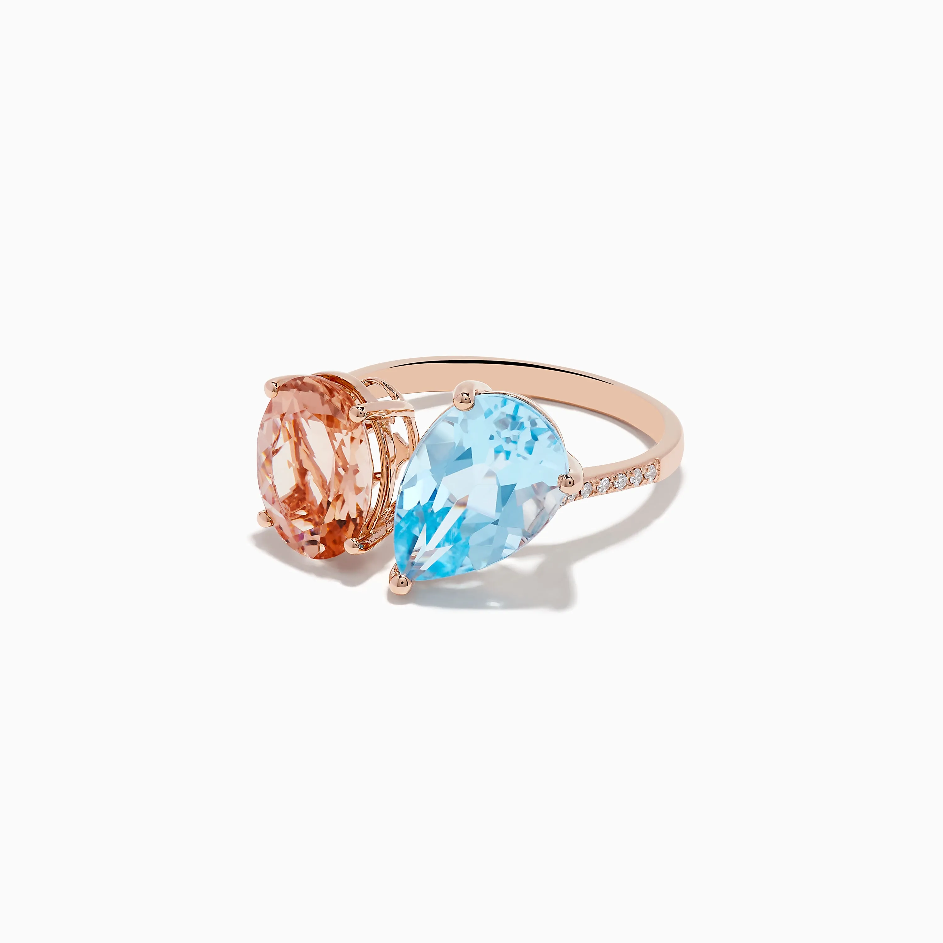 14K Rose Gold Blue Topaz, Morganite, and Diamond Toi Et MoiRing sold by Effy product image thumbnail 2