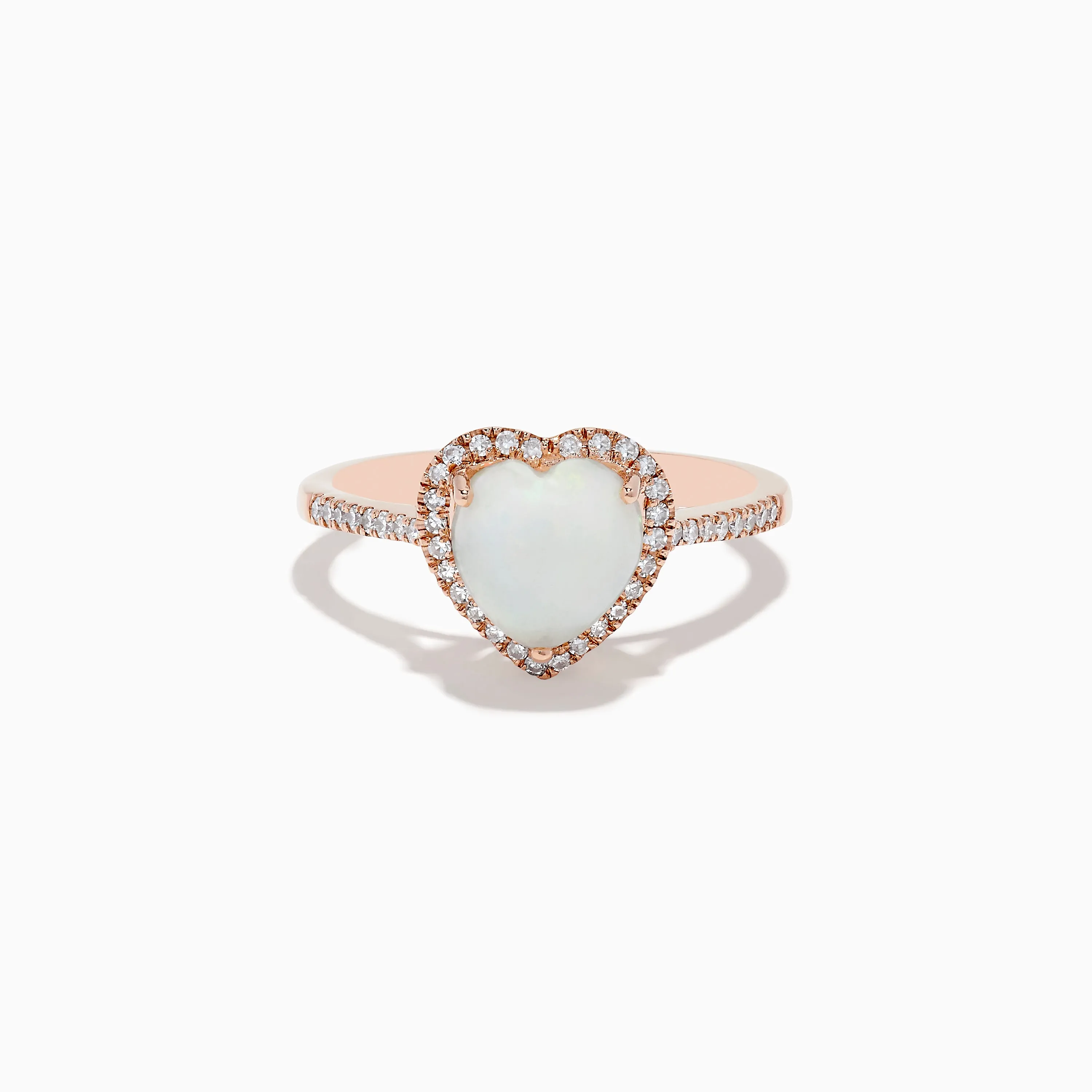 Aurora 14K Rose Gold Diamond and Opal Heart Ring sold by Effy