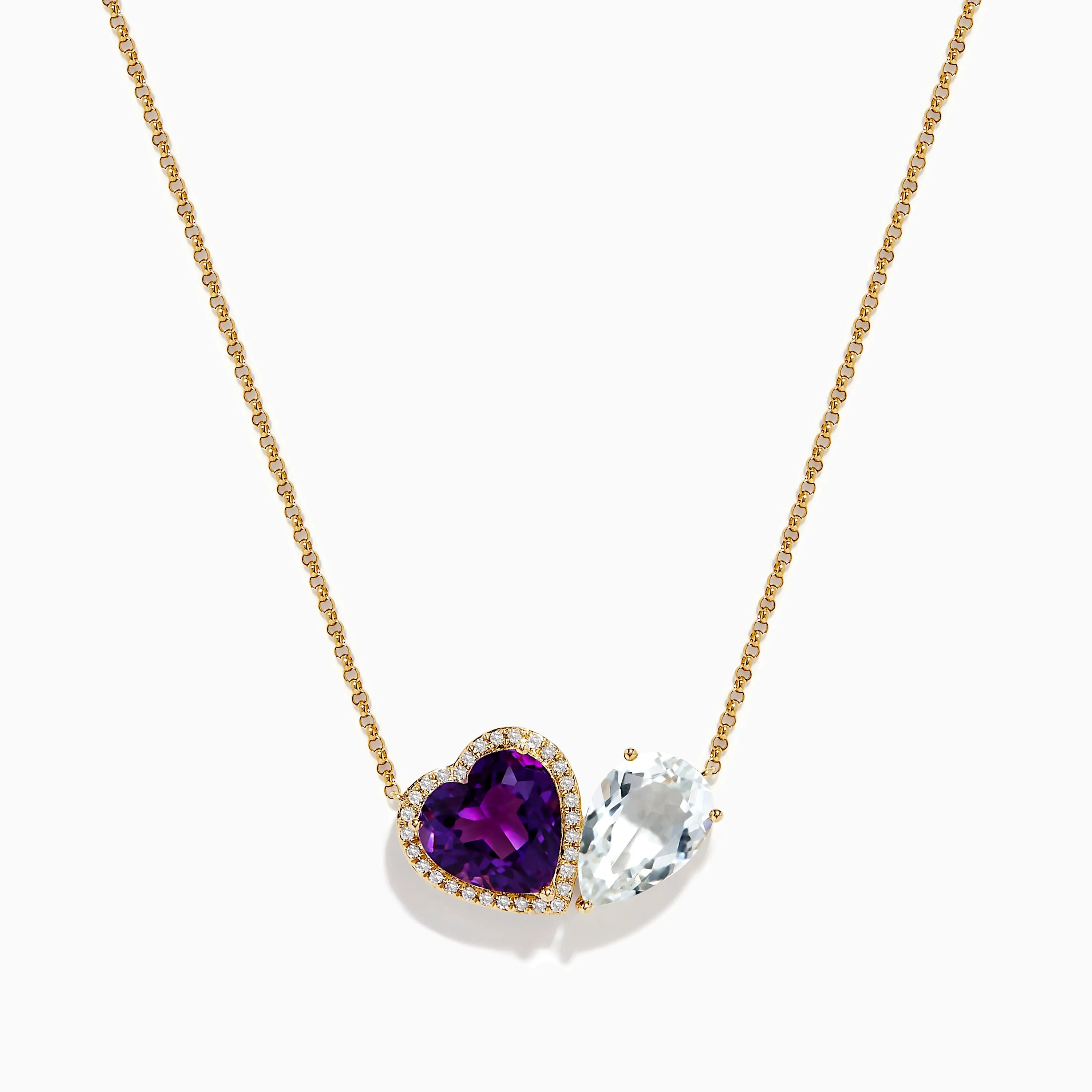 14K Yellow Gold Amethyst, White Topaz, and Diamond Necklace sold by Effy