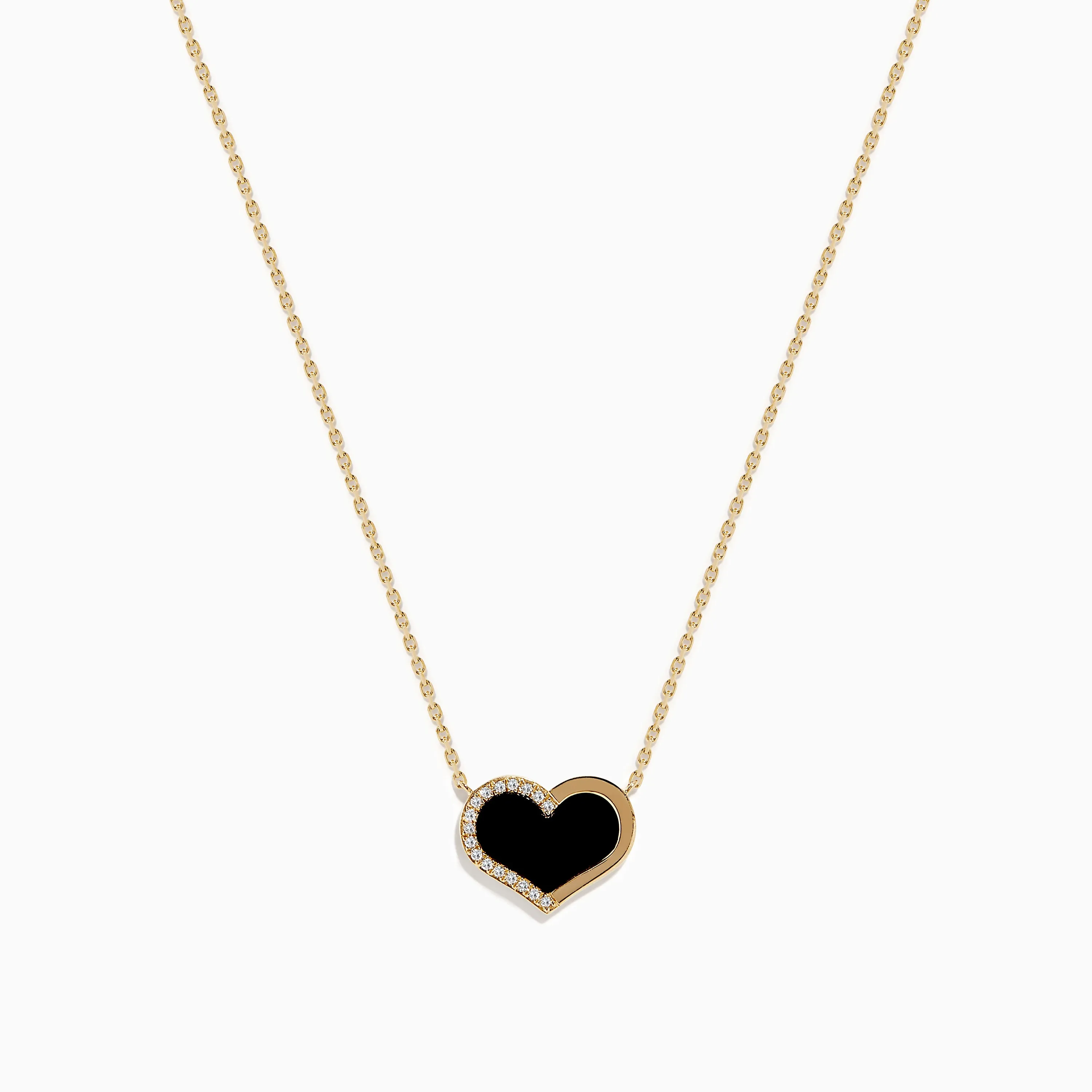 Eclipse 14K Yellow Gold Onyx and Diamond Heart Necklace sold by Effy