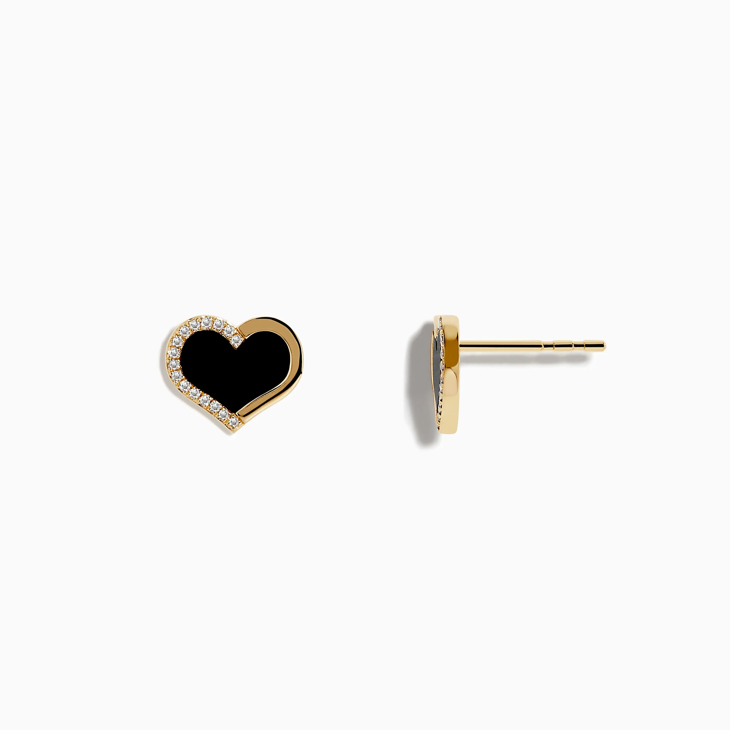 Eclipse 14K Yellow Gold Onyx and Diamond Heart Earrings sold by Effy product image thumbnail 2