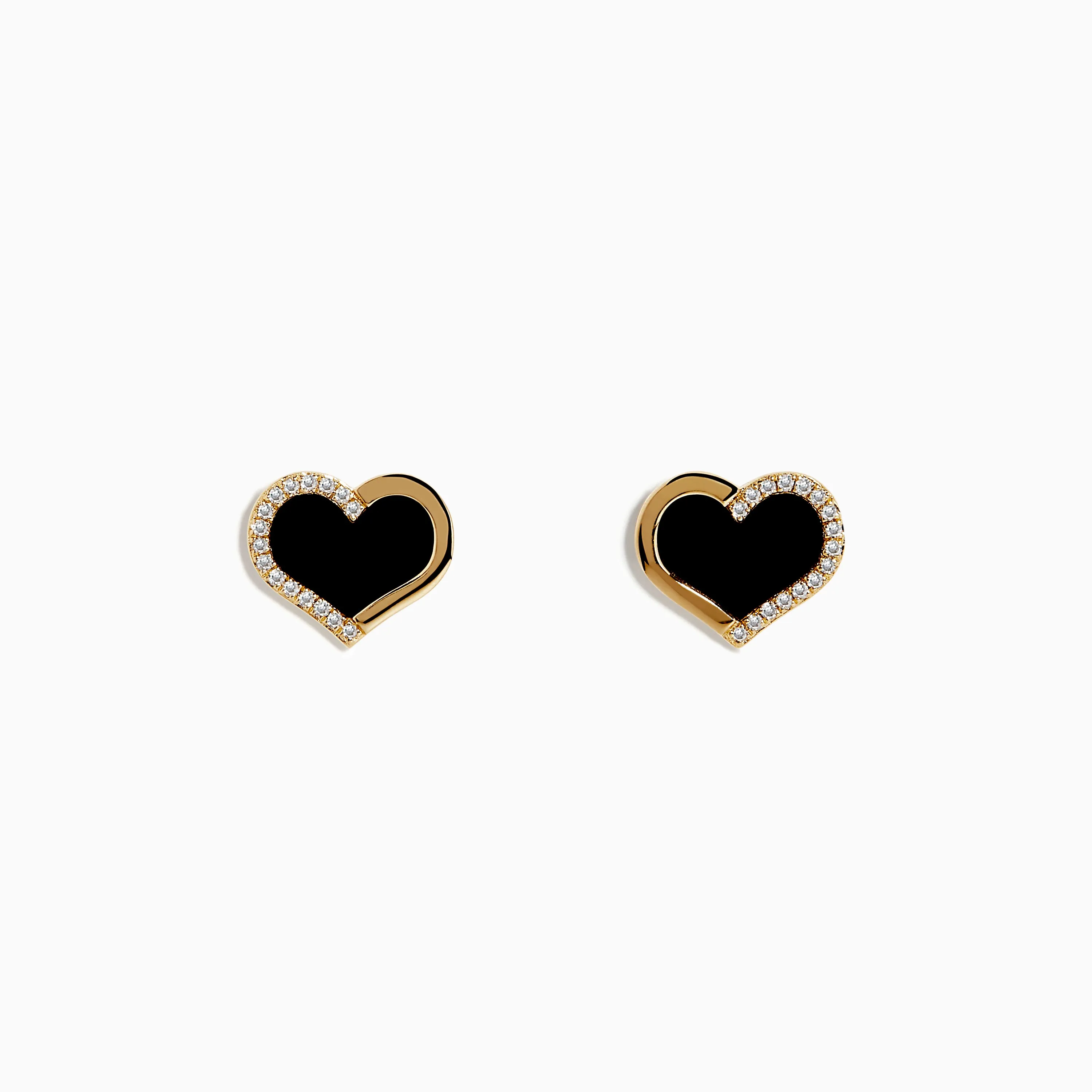 Eclipse 14K Yellow Gold Onyx and Diamond Heart Earrings sold by Effy