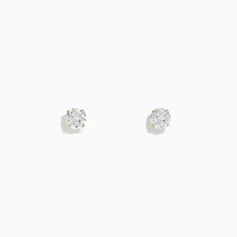 14K Yellow Gold Diamond Solitaire Stud Earrings 0.75 TCW sold by Effy