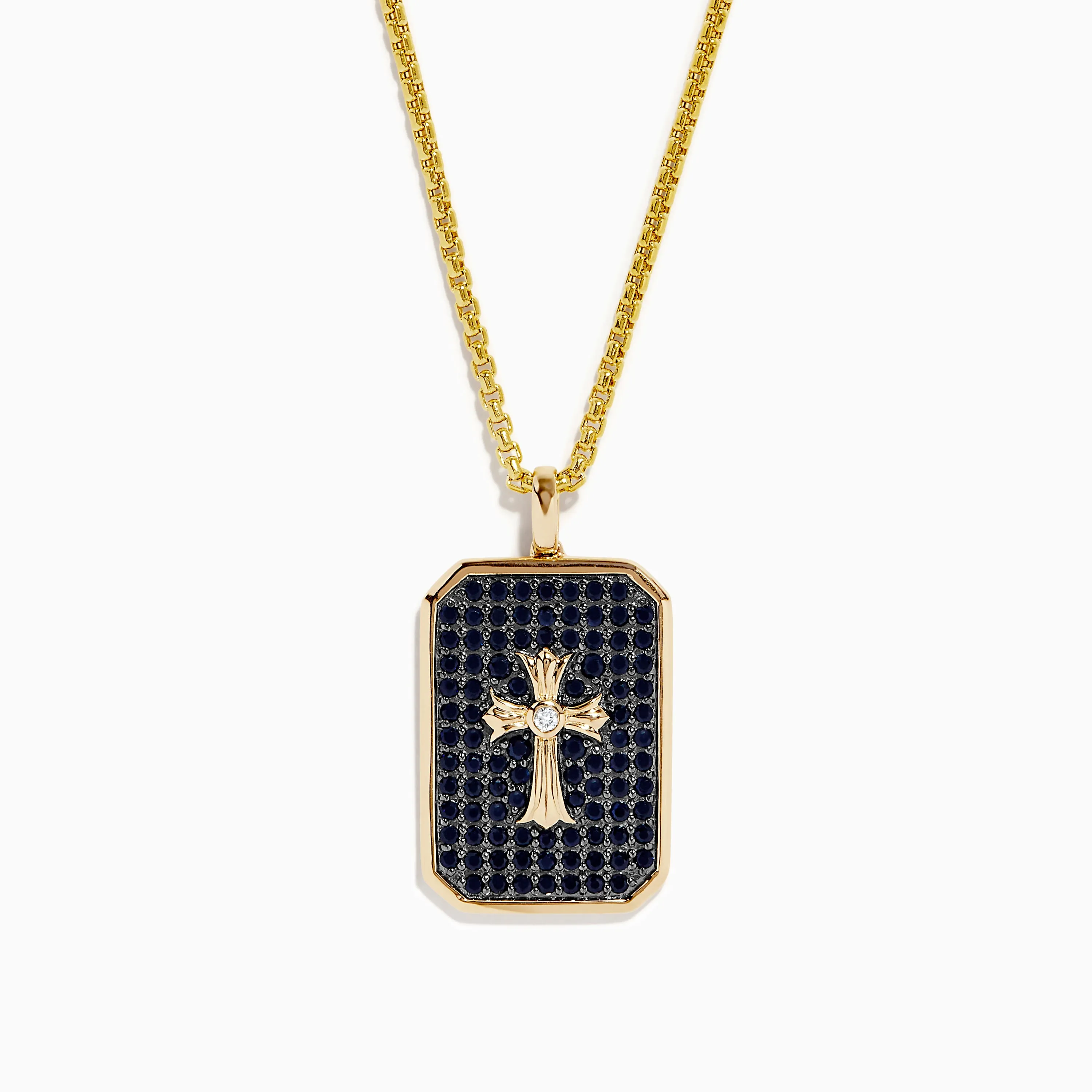 Men's 14K Yellow Gold Diamond and Black Sapphire Cross Pendant sold by Effy