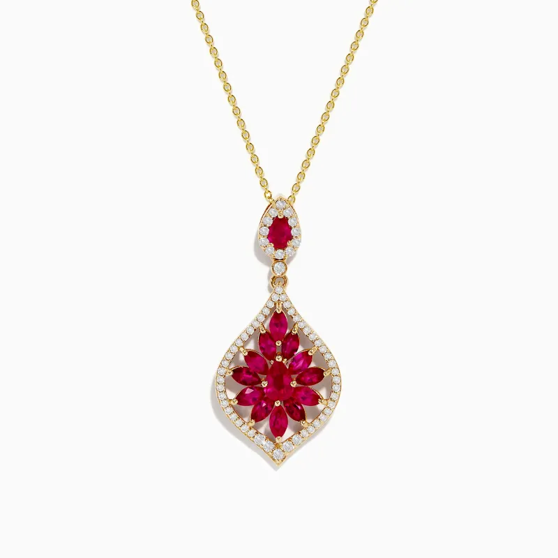 Ruby Royale 14K Yellow Gold Ruby and Diamond Pendant sold by Effy