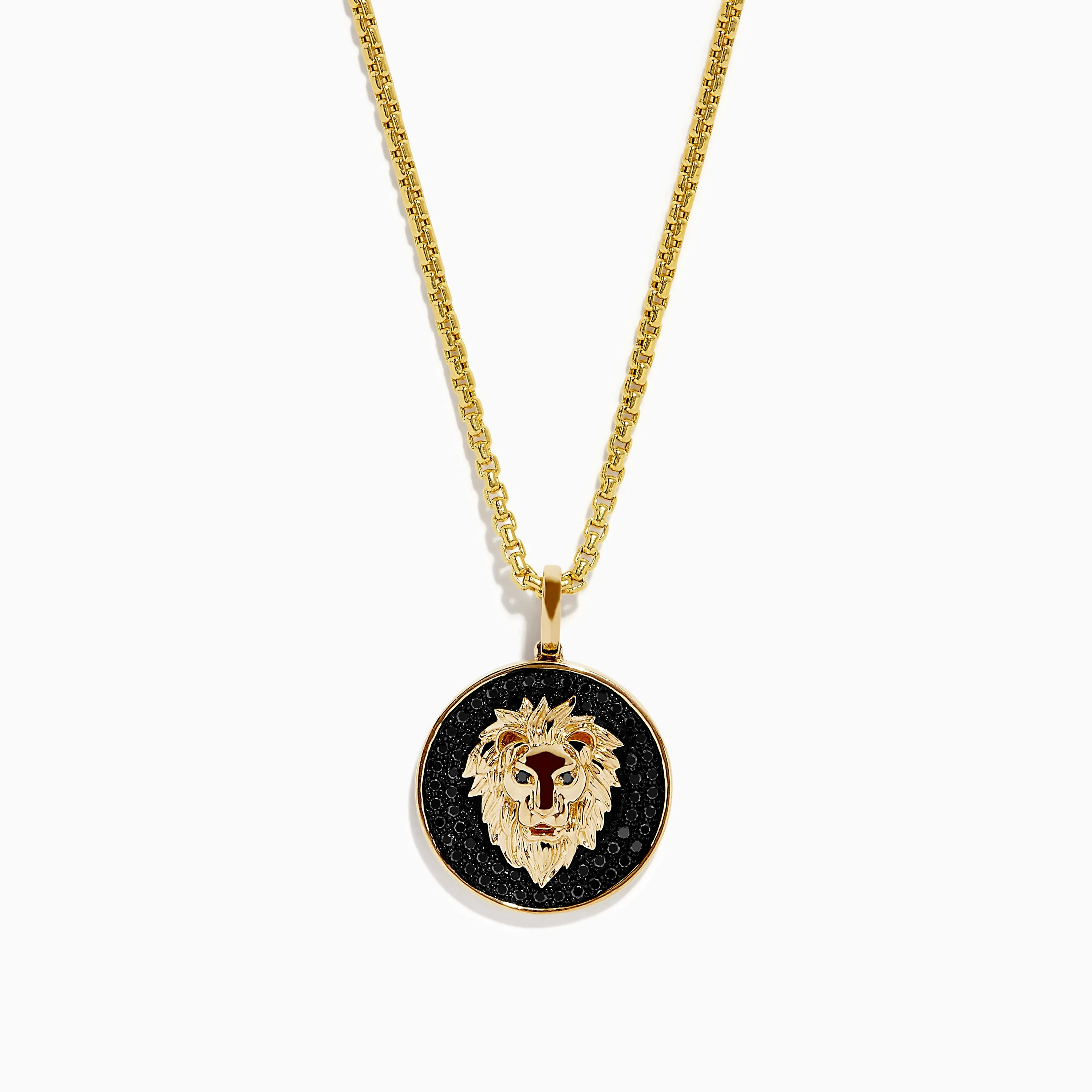 Men's 14K Yellow Gold Black Diamond Lion Pendant sold by Effy